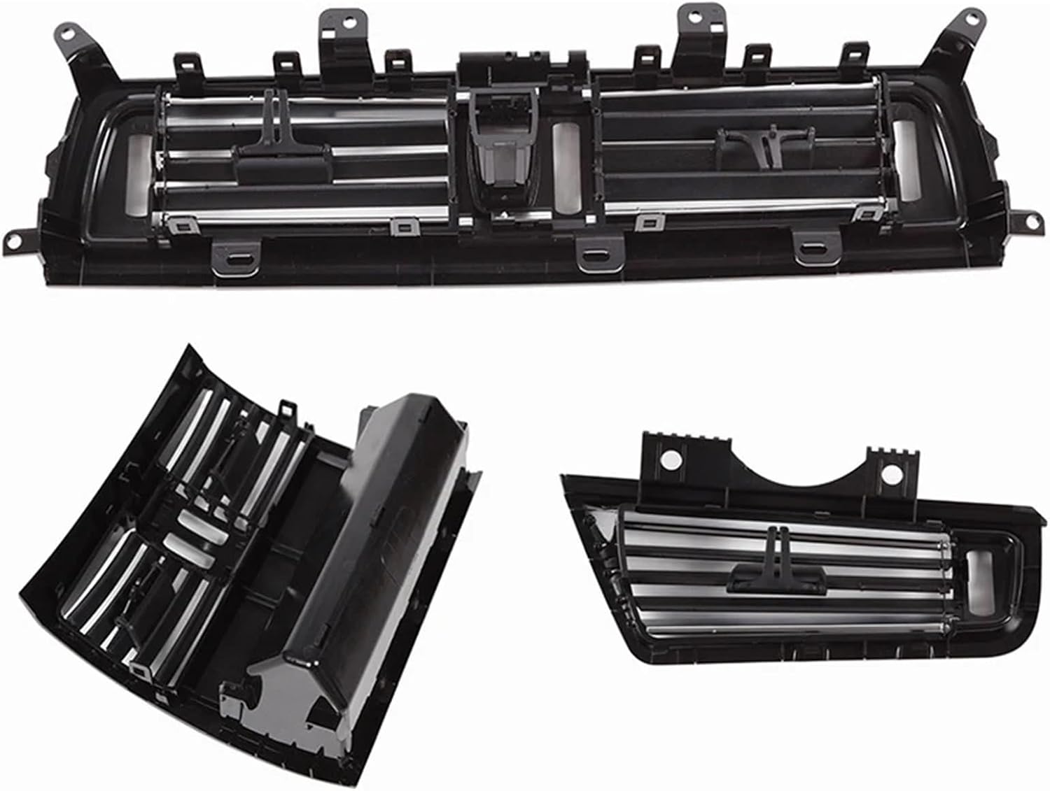 LHD Piano-Black Dashboard Front Rear Chromed Cover Panel AC Vent Compatible with BMW 5 Series F10 F11 520i 525i 528i 530i 535i(Left High)