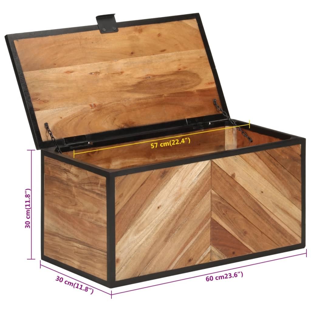 vidaXL Truhe 60x30x30 cm Massivholz Akazie und Eisen