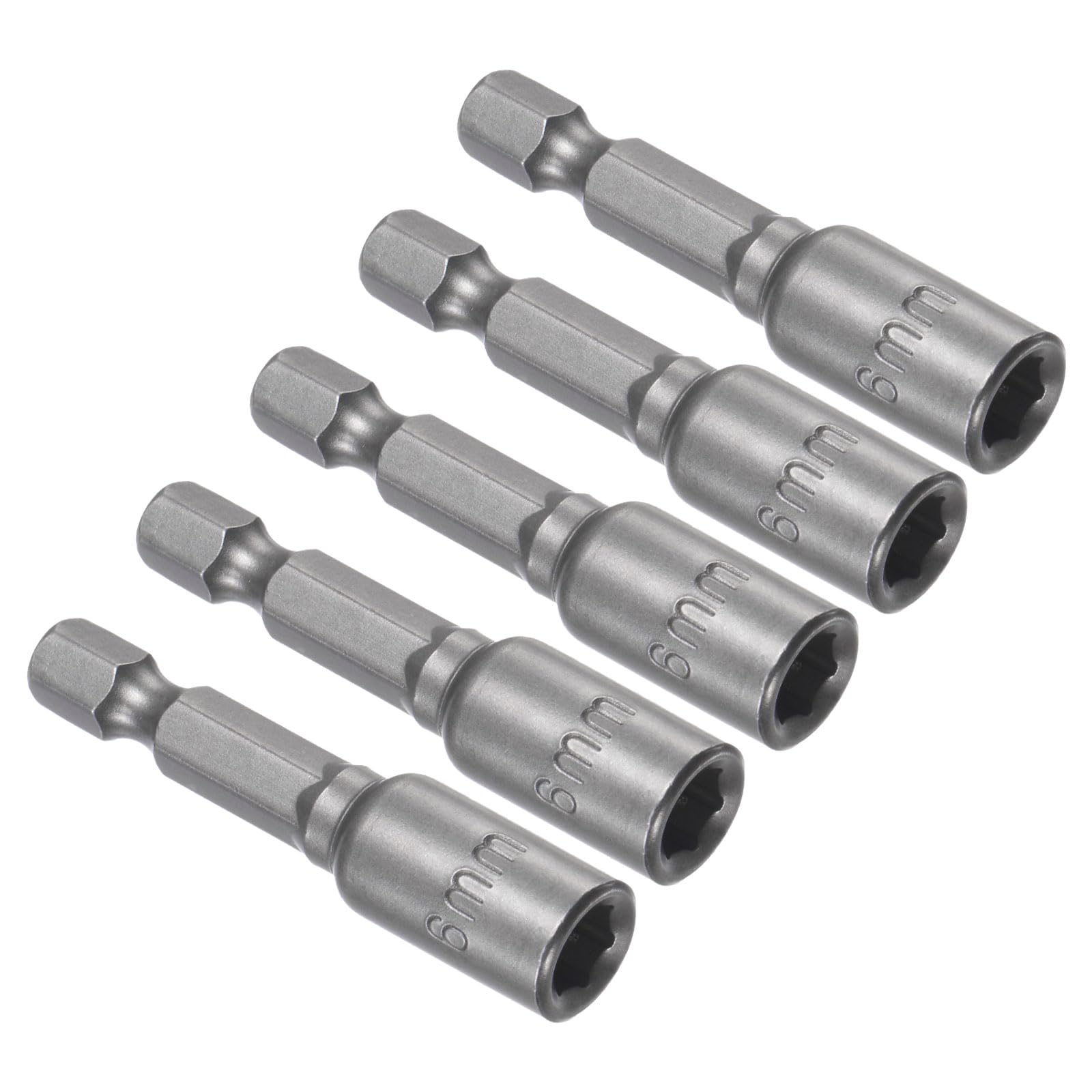 CoCud Quick-Change Nut Setter Driver Bit, 6mm Metric 48mm Length 1/4" Shank, CR-V Magnetic Straight Shank Setter Drill Bits
