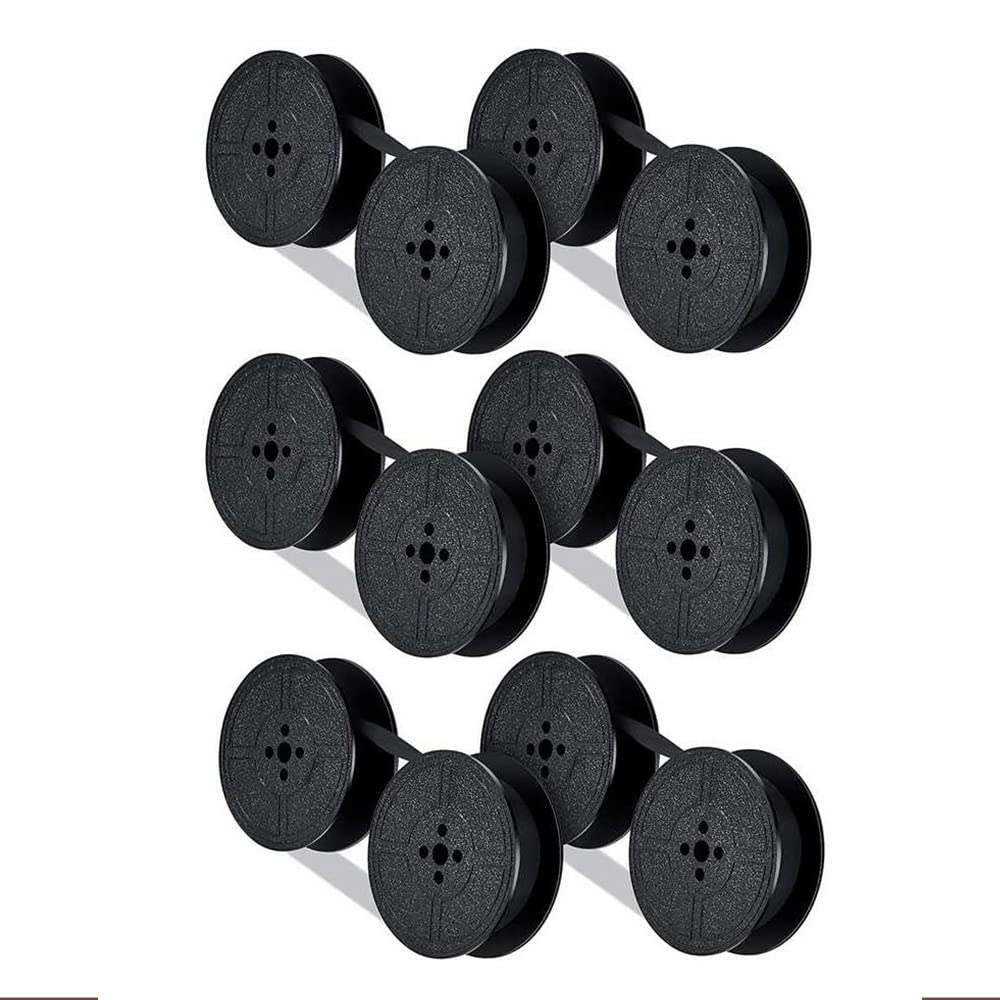 Oikabio 6Pack Typewriter Ribbon Twin Spool Typewriter Ribbon Ink Twin Spool Pack Ink Replacement Part for Typewriter(Black)