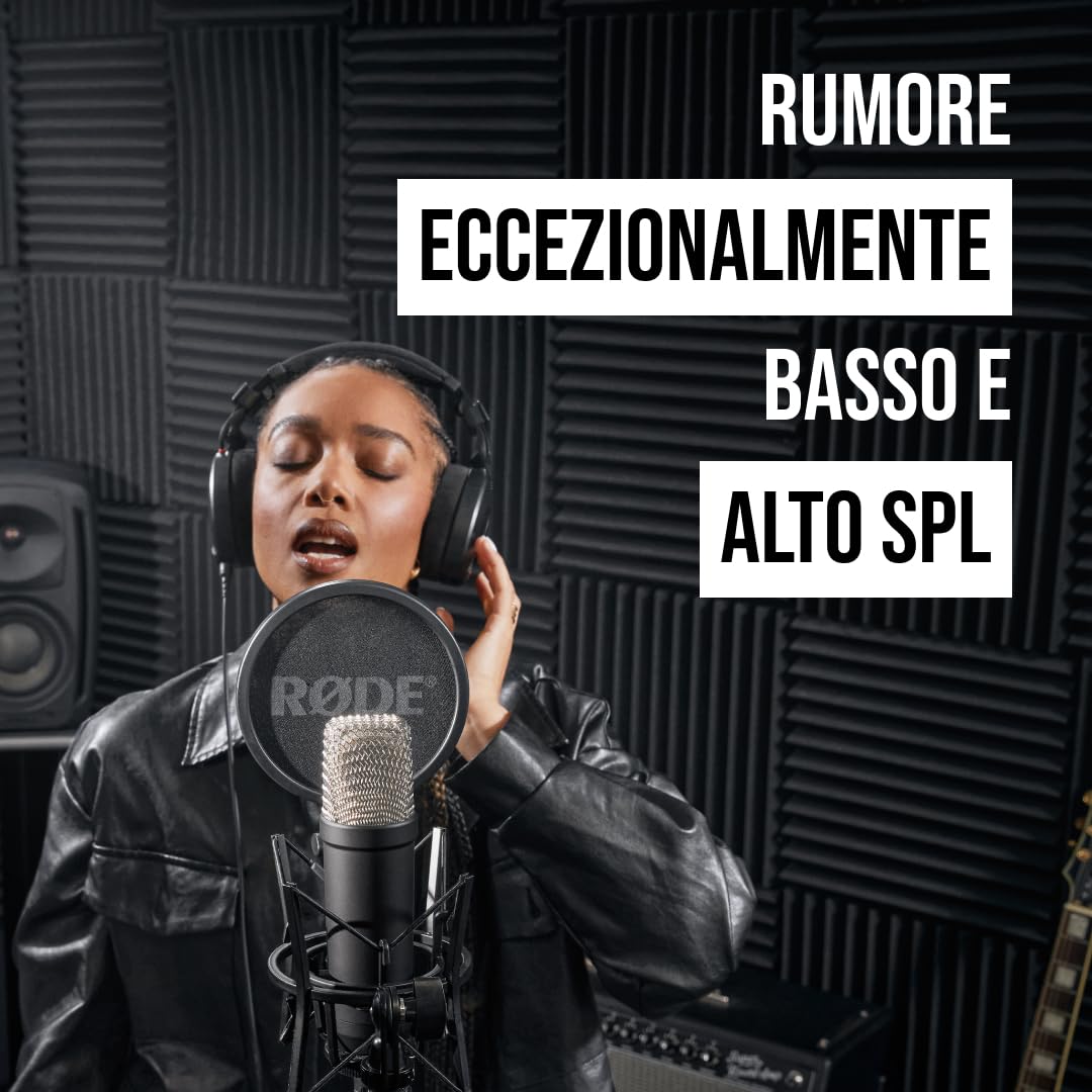 RØDE NT1 Signature Series, mikrofon kondensacyjny z dużą membraną, amortyzator, filtr pop, kabel XLR do nagrywania wokalu, streamingu i podcastów (Czarny)