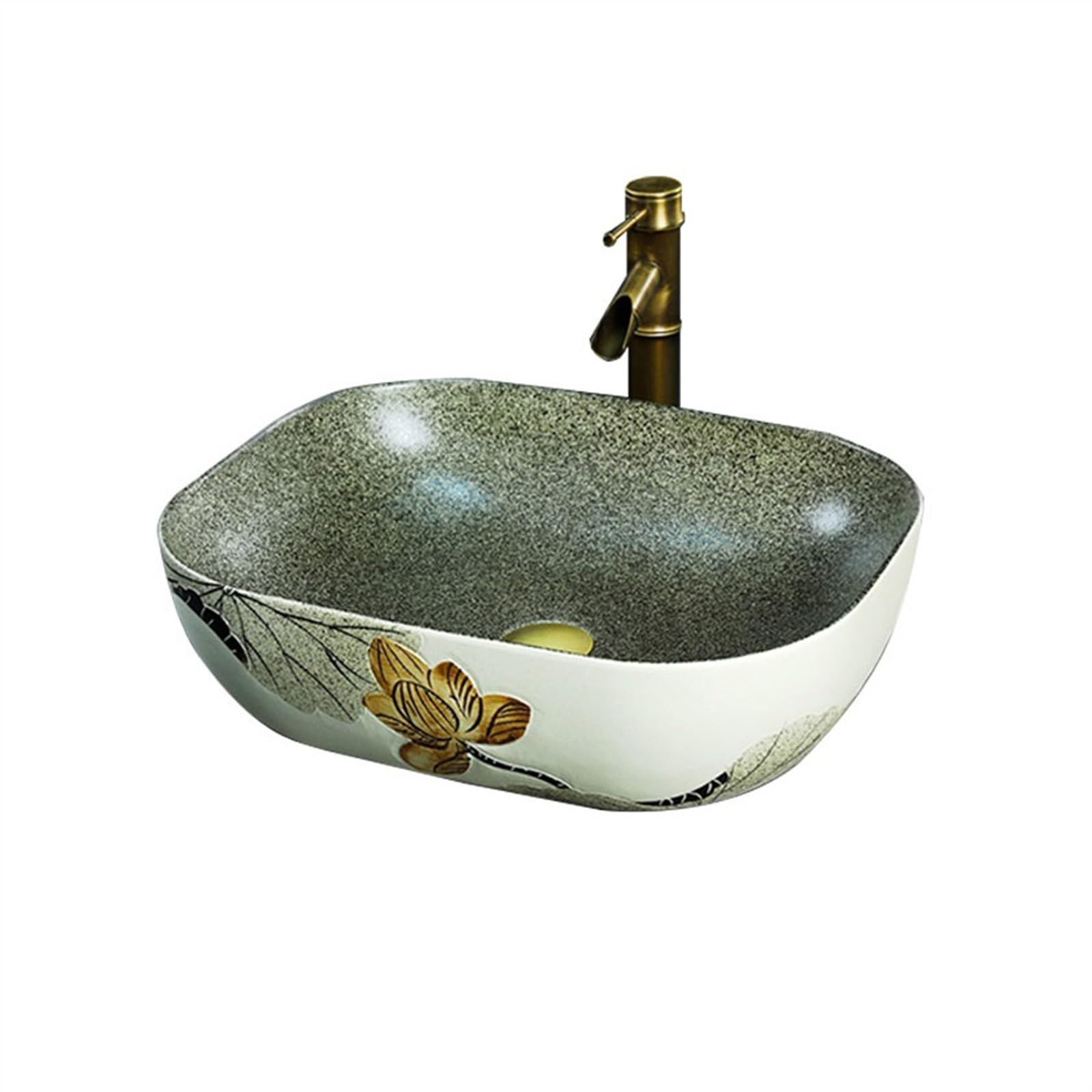 Sjdopulse Countertop Wash Basin, Ceramic Countertop Washbasin, Splash Guard, Bathroom, Retro Basin, Single Basin, Ceramic Art Hand Washbasin, Bathroom Sink, Ceramic Small Sink