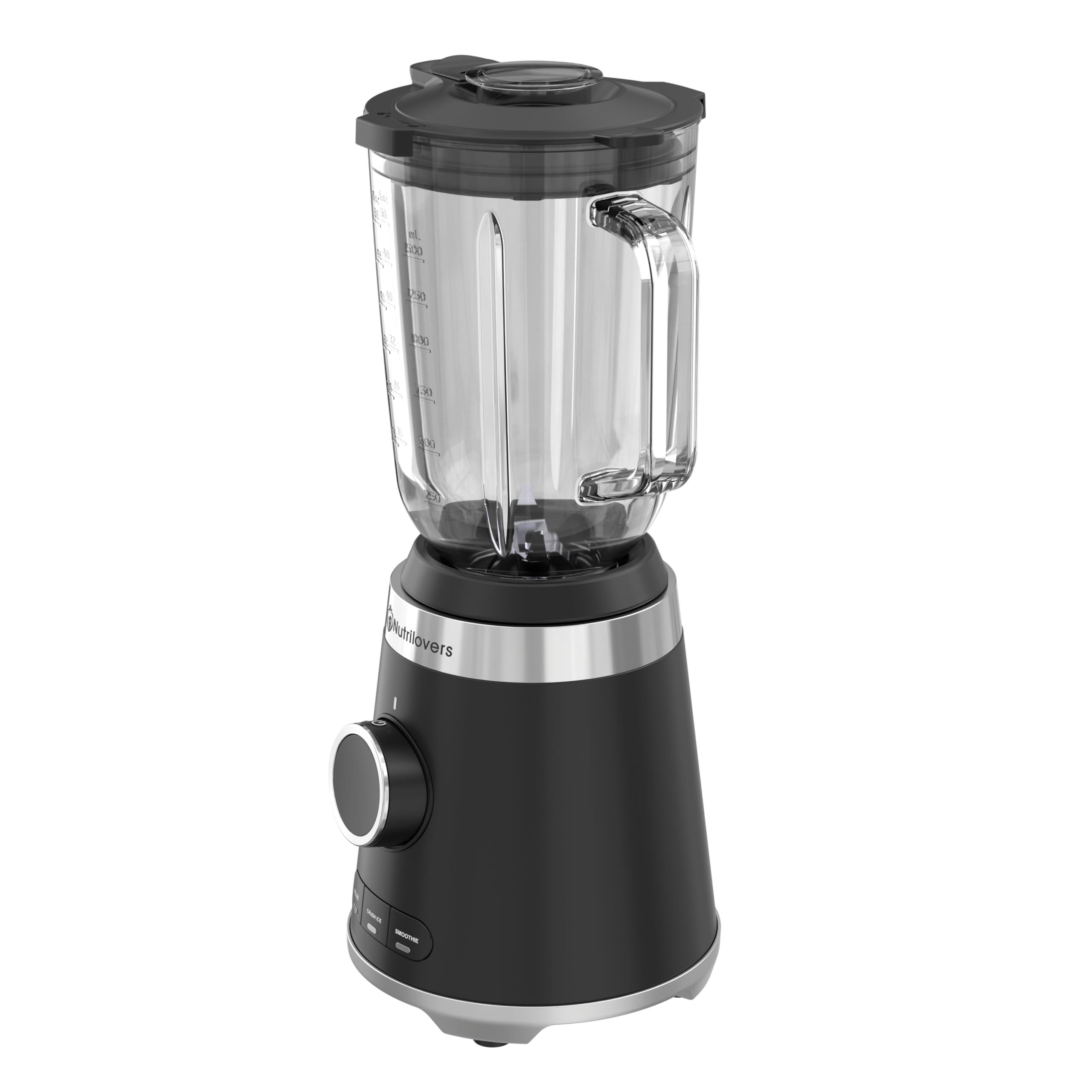 NUTRI-BLENDER GLAS mikser stojący o wysokiej wydajności, 1300 W, mikser do smoothie, profesjonalny blender, szklany pojemnik 1,75 l, obudowa ze stali nierdzewnej, 4 ostrza, nie zawiera BPA, cichy
