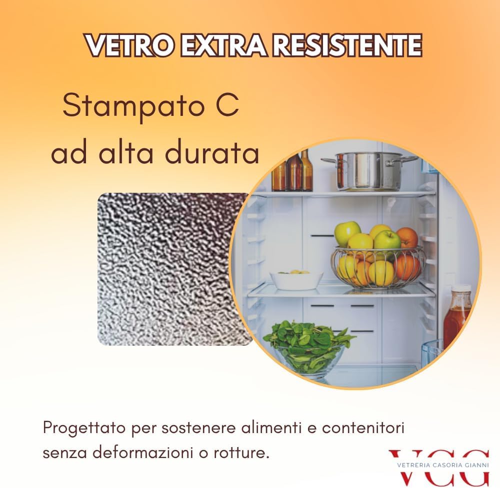 VETRO Ripiano Frigorifero Universale (46,6 cm x 29,5, cm Opaco stampato c) spessore 4mm