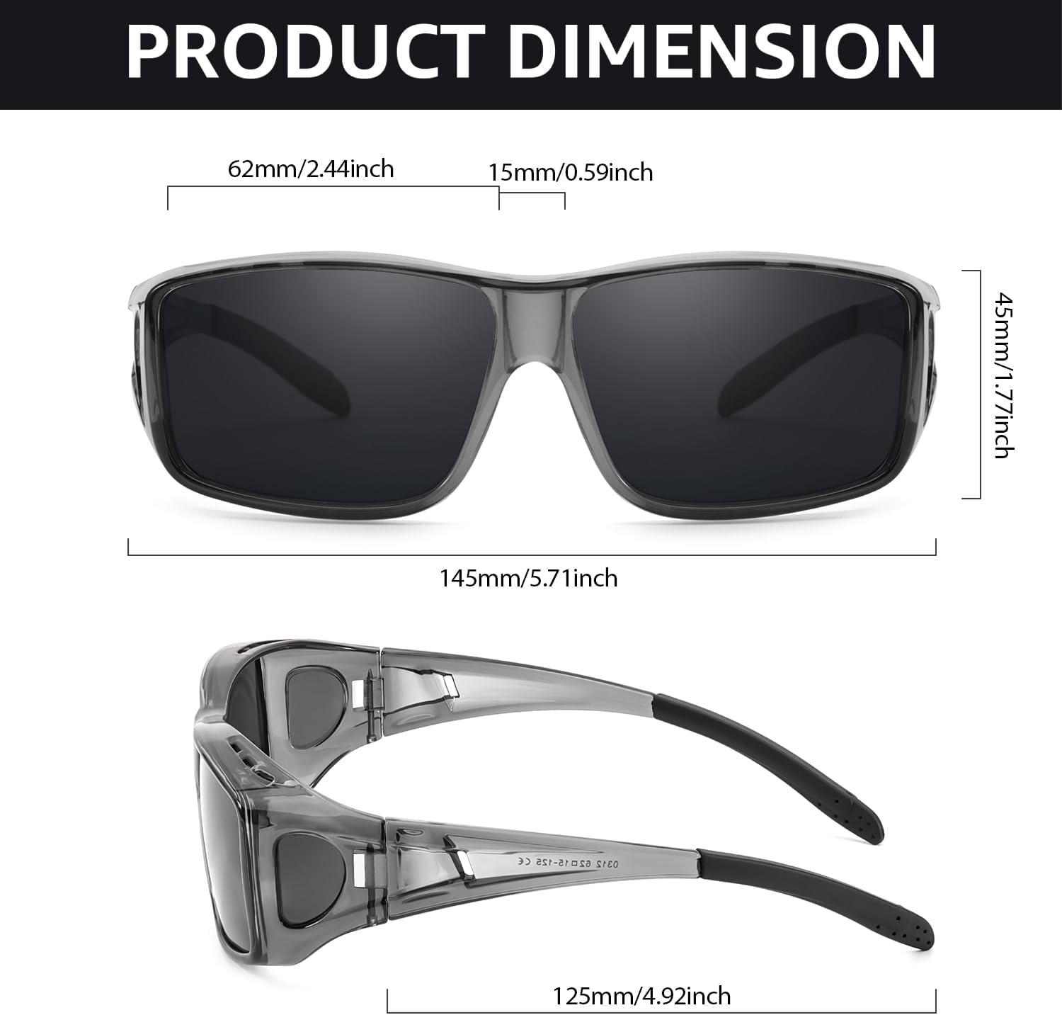 FIMILU 2PCS Polarized Sunglasses Fit Over Glasses for Men, Wrap Around Sunglasses for Driving & Outdoor UV400 Protection - Image 5