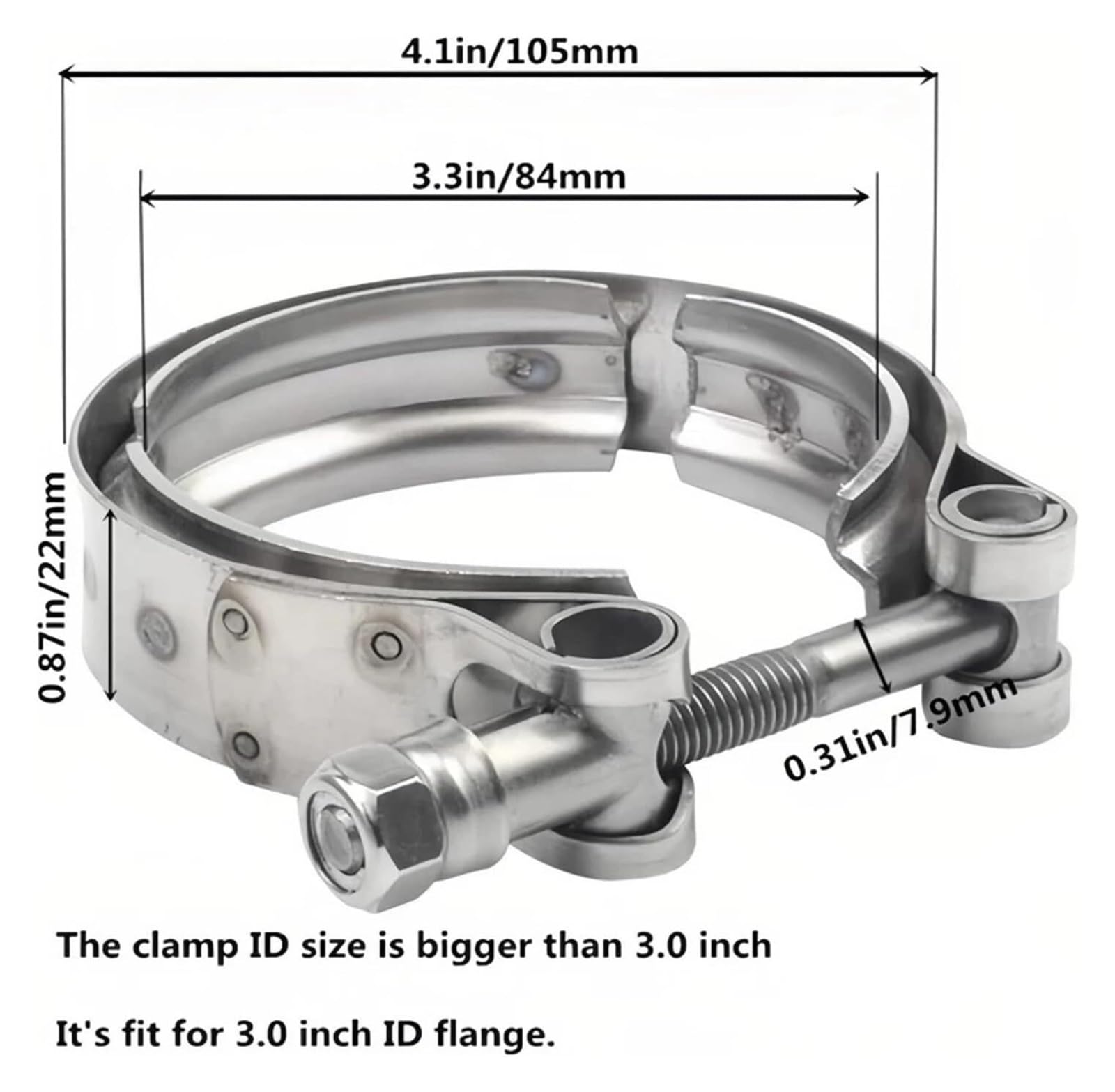 Fascette per tubi flessibili, Flangia Maschio Femmina Di Scarico Con Morsetto A Fascia V In Acciaio Inossidabile 304 Dimensioni Multiple