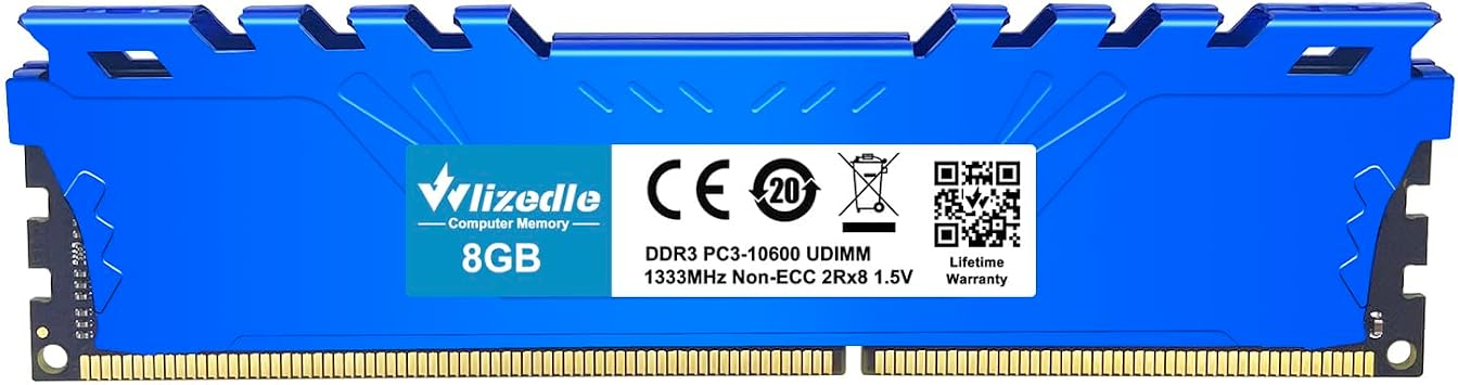 DDR3 RAM 16GB Kit 2x8GB 1333MHz CL9 DIMM Desktop Memory PC3-10600 240pin 1.5V 2Rx8 Dual Rank Channel Non-ECC Unbuffered PC Computer S Drum Stick Module Upgrade Blue