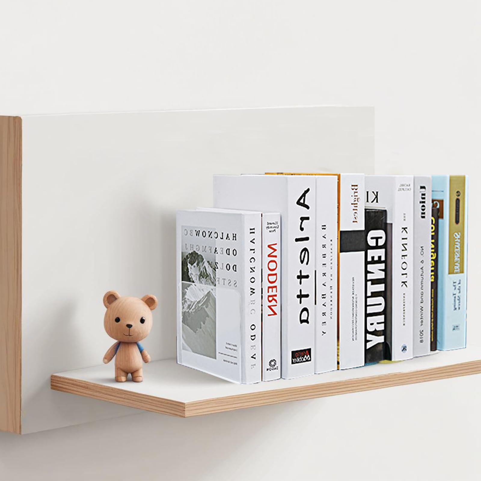 16 sujetalibros acrílicos, sujetalibros de acrílico transparente para estantes, organizador de sujetalibros transparente, soporte decorativo para libros, tapones para libros resistentes, CD, archivos,