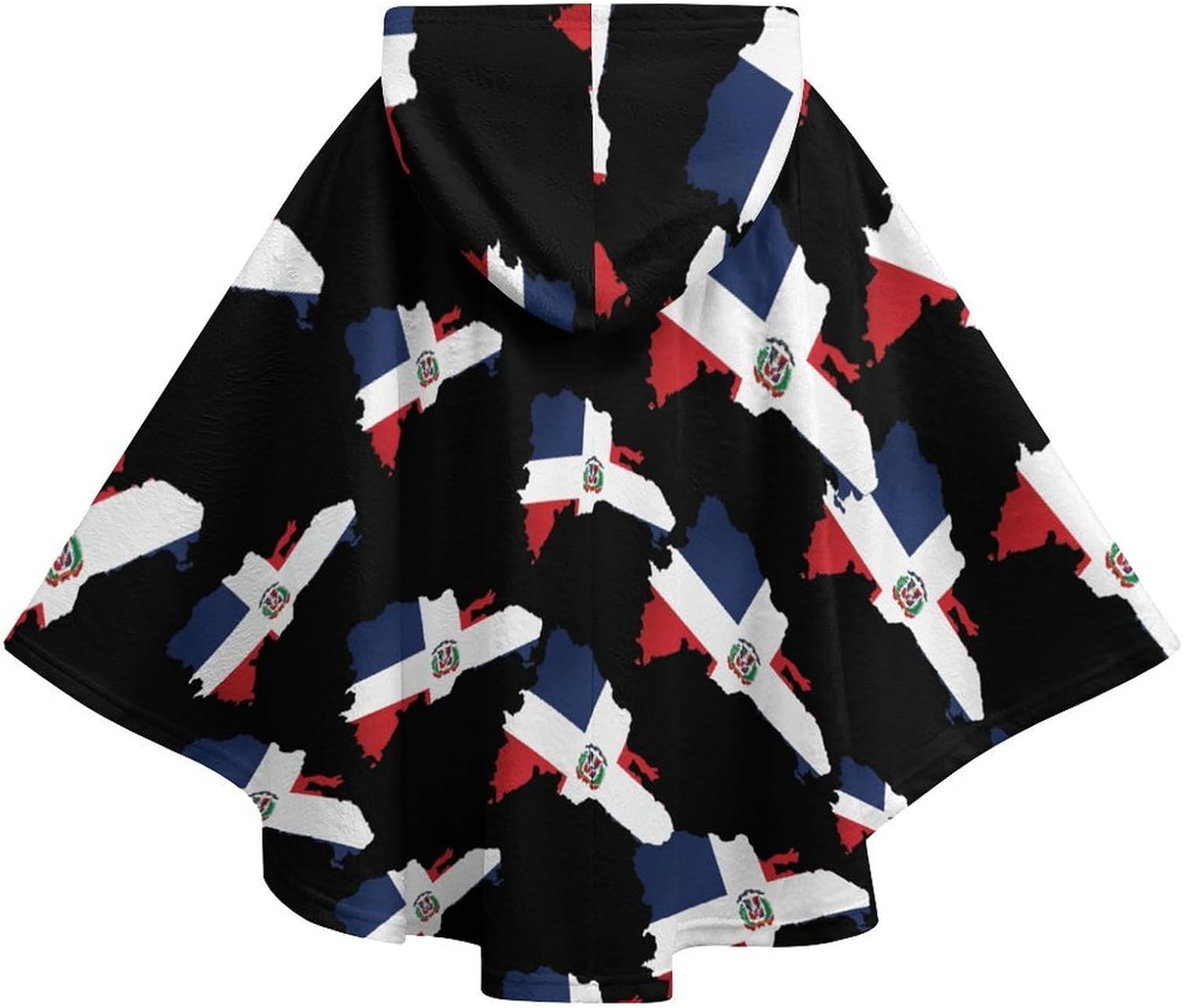 Dominican Republic Map Flag Wearable Blanket with Hooded Flannel Blankets Cape with Pocket