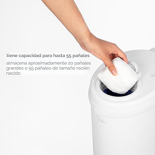 Vista 8 de Ubbi, cubo de pañales de acero, con bloqueo de olor, sin necesidad de bolsa especial, galardonado, imprescindible para el registro, color blanco