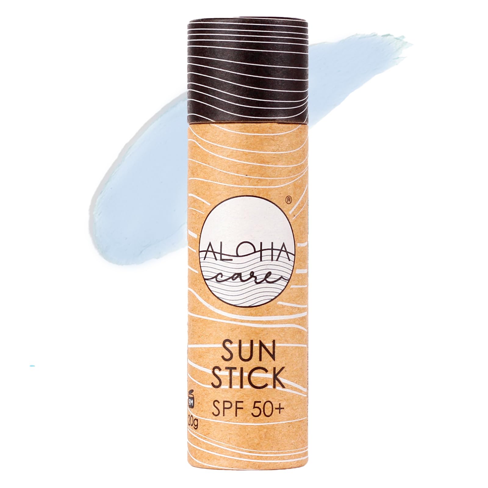 Aloha Sun Stick SPF 50+ | Tinted Mineral Sunscreen for Surfing | Eco Friendly Paper Tube (Blue)