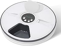 Fuxopo Automatic Cat Feeder: 6-Compartment Timed Dispenser for Dry Food, Supplements & Treats - Cats & Small Dogs, Black