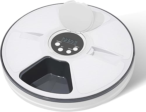 Comedero automático para gatos húmedosalimentos secos, alimentador para mascotas con 6 comidas programable y fácil de limpiar, alimentador