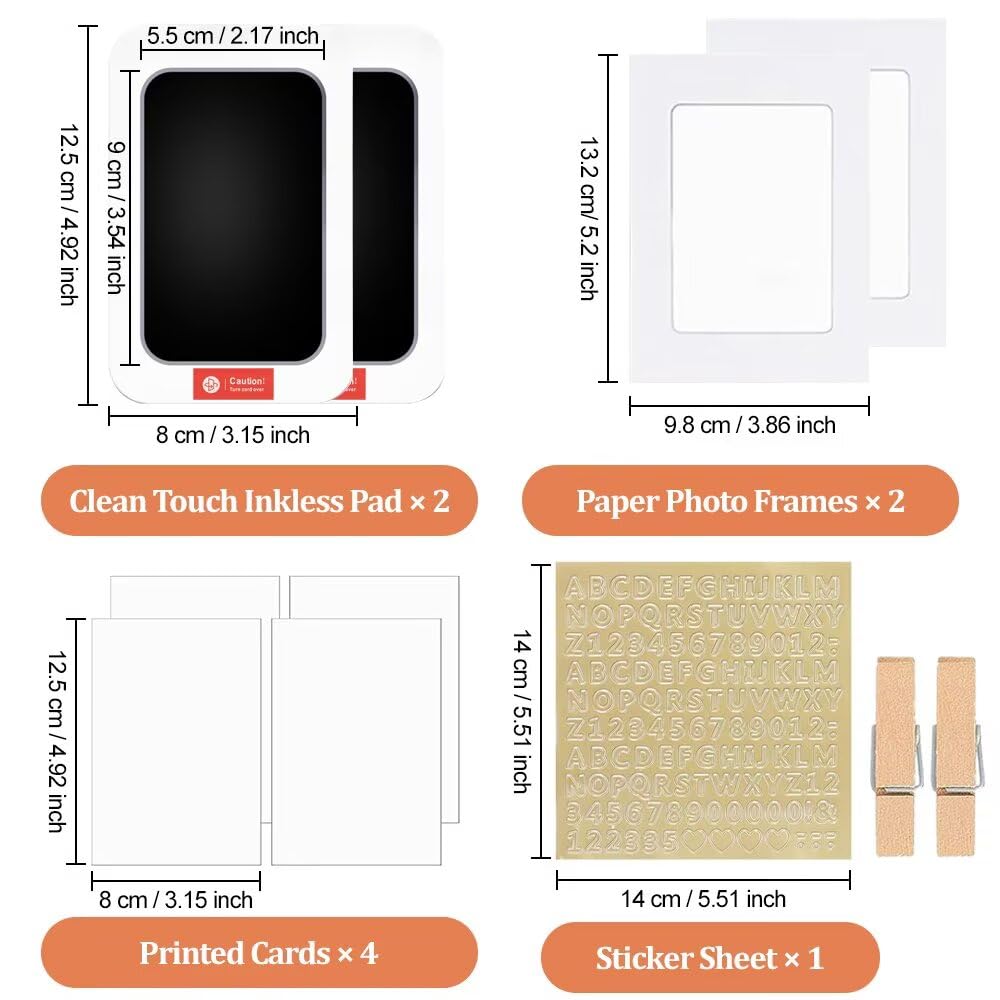 Kit Impronte Mani E Piedi Bambino - Tamponi Sicuri Senza Inchiostro Con Cornici E Adesivi | Regalo Neonato - Foto 9