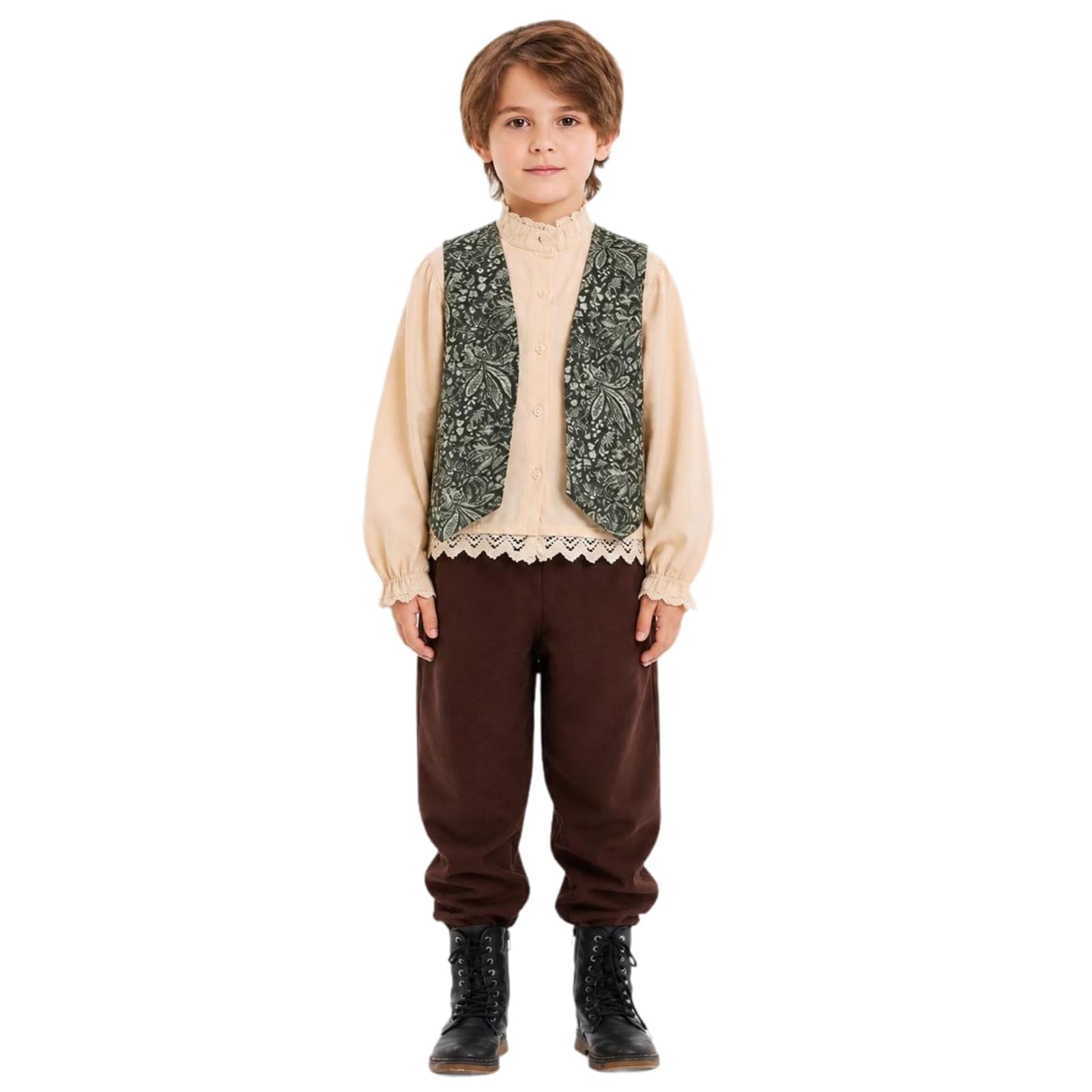 Abito Folk con Pantaloni Retrò | Morbido, Costume D' con Gilet, Resistente, per Recite Scolastiche, Feste a Tema