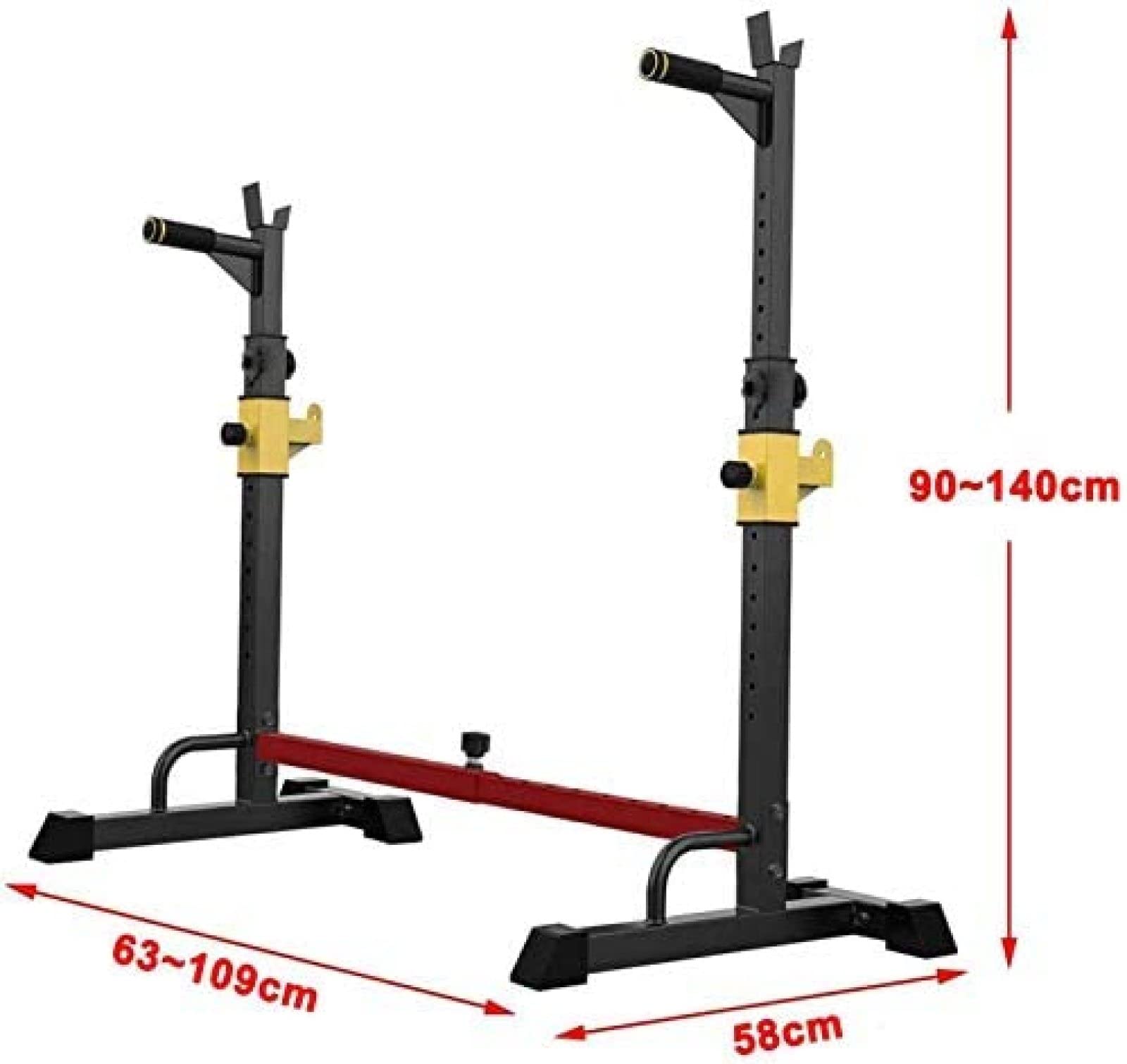 Estante para Sentadillas Estante con Barra Ajustable, Estante con Barra, multifunción, Soporte para Pesas para Press de Banca, Carga máxima de 250 kg, para Estante de Soporte para Entrenamie