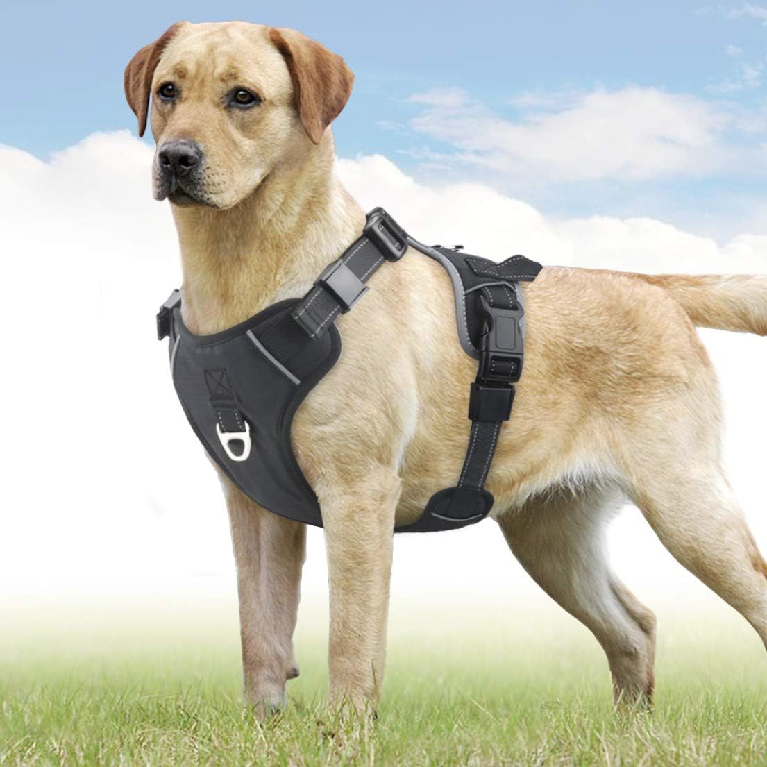 Idepet Dog Harness Vest with Handle,No-Pull Pet Vest Harness Safety Seat Belt Trip Daily Use Adjustable Reflective Breathable…