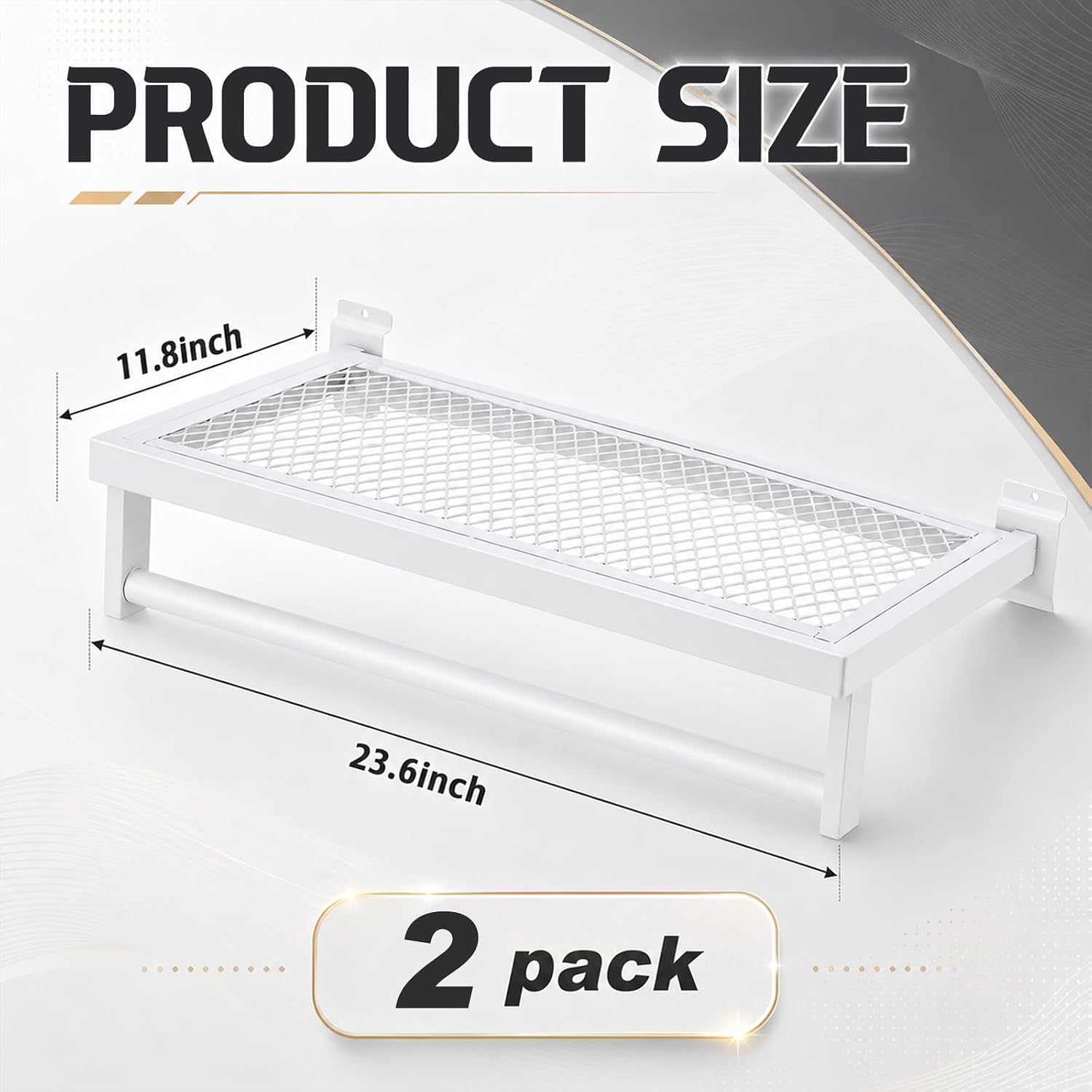 2 Pcs White Slatwall Shelf Clothes Rack with Grid Shelf