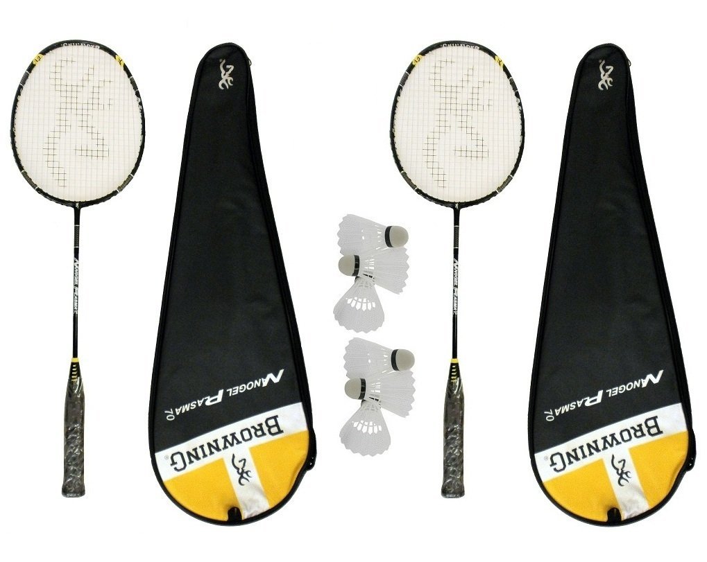 Browning 2 X Nanogel Plasma 70 Badminton Rackets + 6 Carlton Shuttles