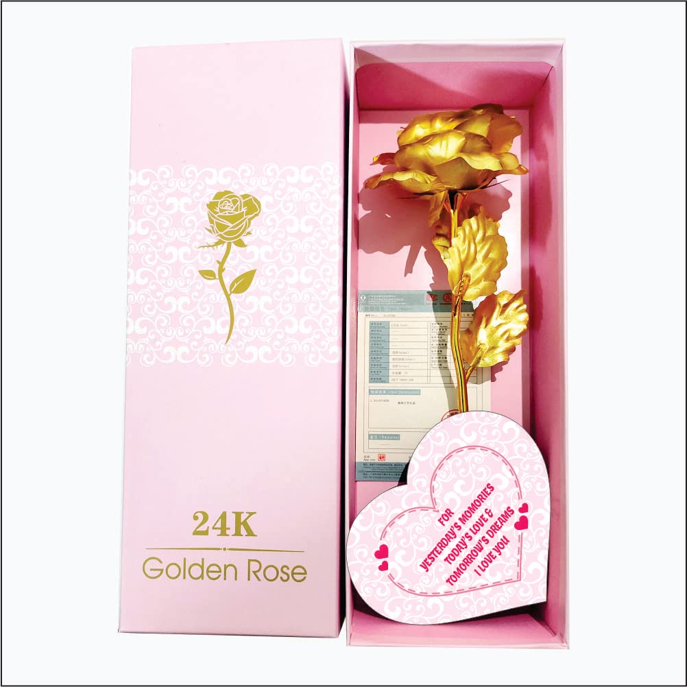 TreasureBox 24k Gold Plated Artificial Rose Flower, Wooden Fridge Magnet in Gift Box on Valentine Day, Birthday, Anniversary to Girlfriend, Husband, Wife (Quote 3)-image-35