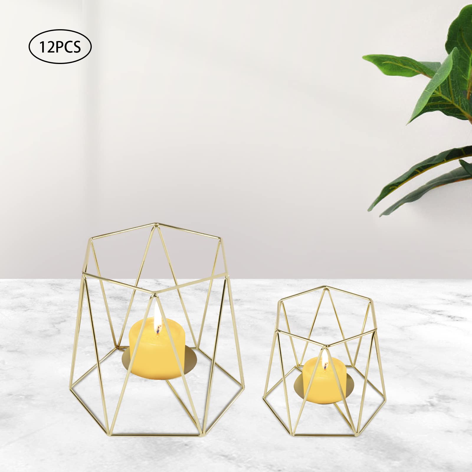 Set 6 Portacandele Conici Dorati In Metallo, Moderni E Filettati, Altezze Variabili 9/14/19 Cm - Decorazione Matrimonio E Casa