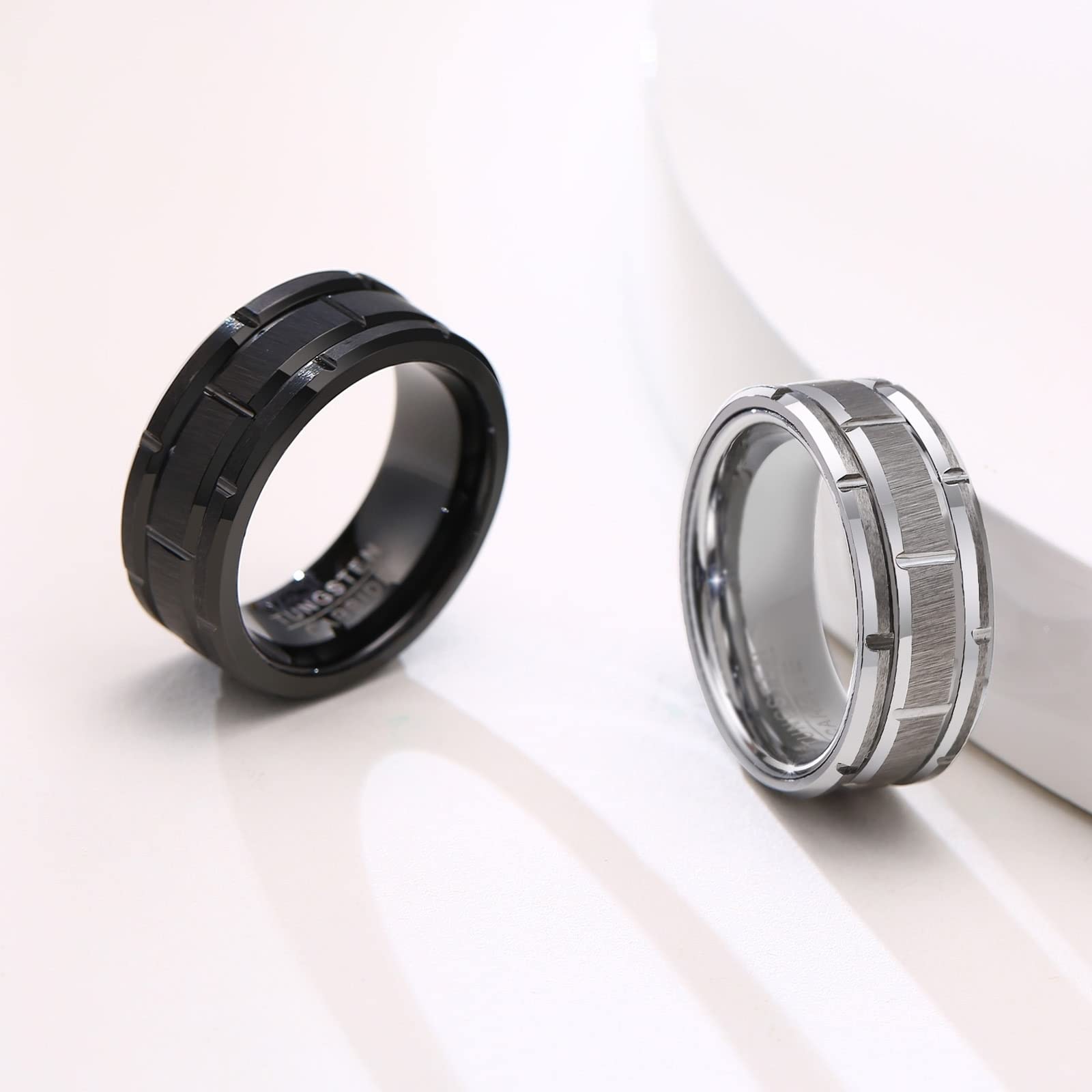 Anello Fidanzamento, Anello Uomo Fidanzamento Acciaio Acciaio Inossidabile Design Ad Anello Scanalato Fidanzamento Anello Uomo