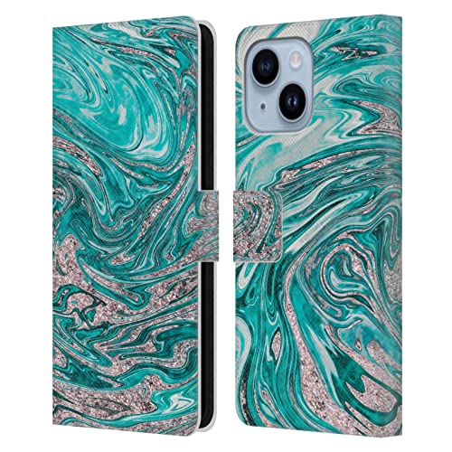 Étui iPhone 14 Plus marbre liquide LebensArt housse portefeuille en cuir antichoc