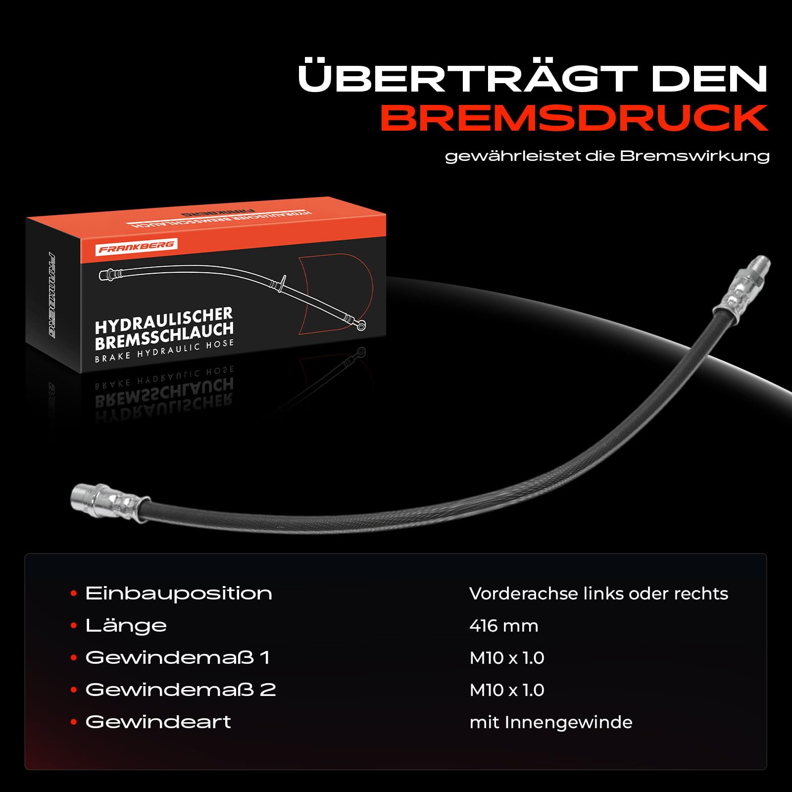 Frankberg 4 x Bremsbeläge + 2 x Bremsschlauch Vorne Kompatybilny z Klasą C W204 Coupe C204 T-Model S204 E-Klasse Cabriolet A207 Coupe C207 Zamiennik # 0054200820