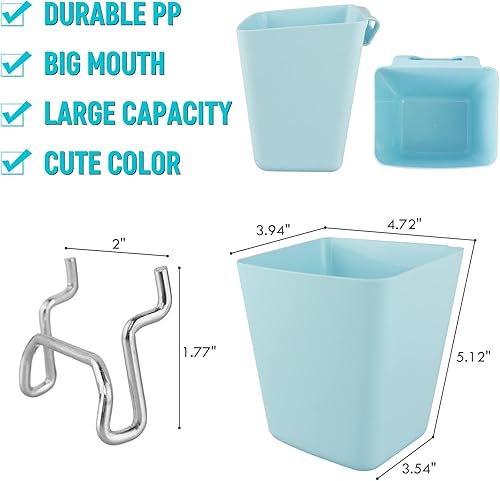 Miniatura 4 de G.CORE Paquete de 6 vasos grandes para tablero de clavijas, con ganchos, con forma de caja cuadrada, accesorios para garaje, banco de trabajo, sala