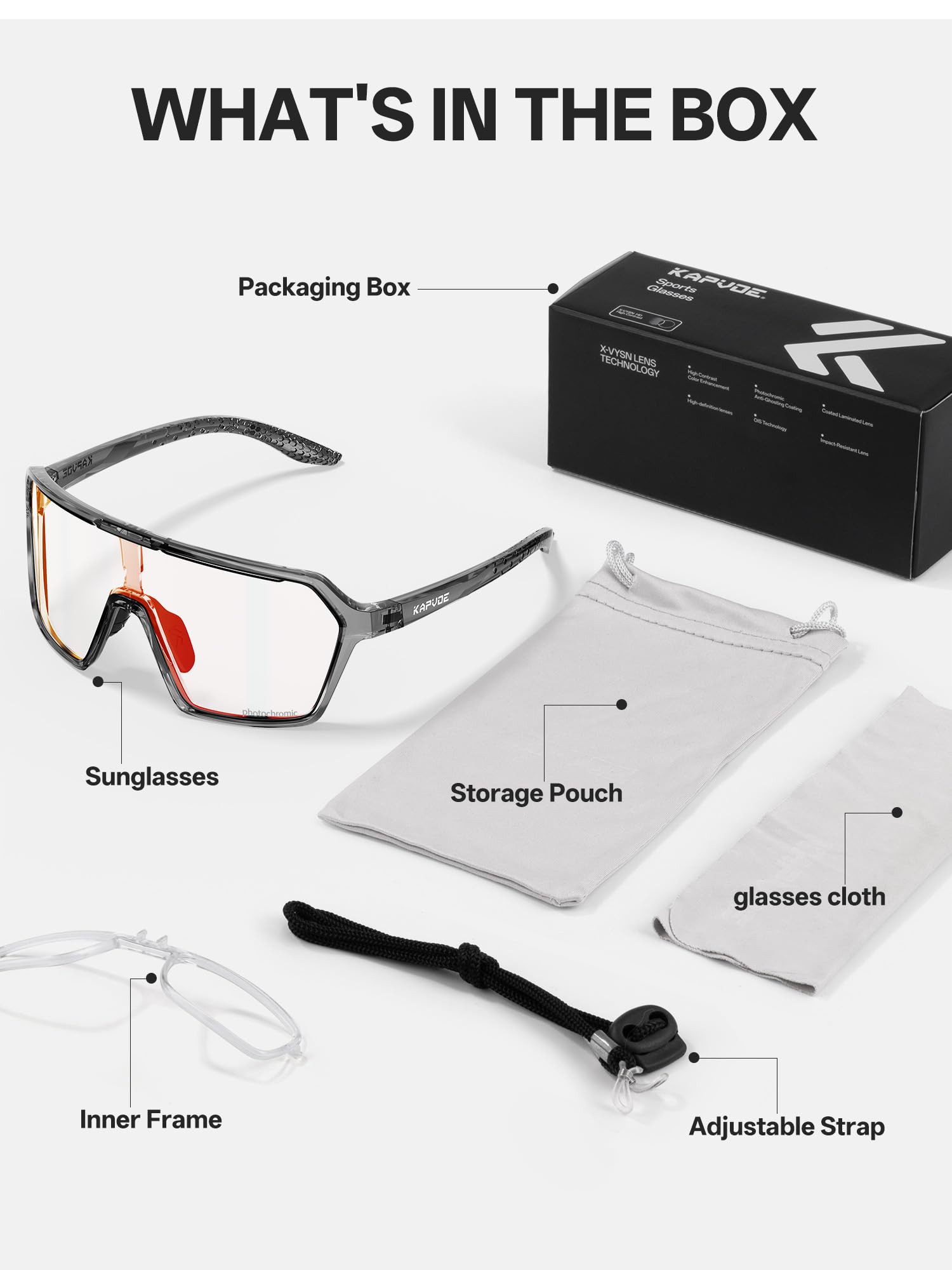 KAPVOE Okulary rowerowe fotochromowe męskie okulary MTB kobiety TR90 przezroczyste okulary rowerowe sportowe okulary przeciwsłoneczne anty-UV400 okulary rowerowe do biegania rower górski