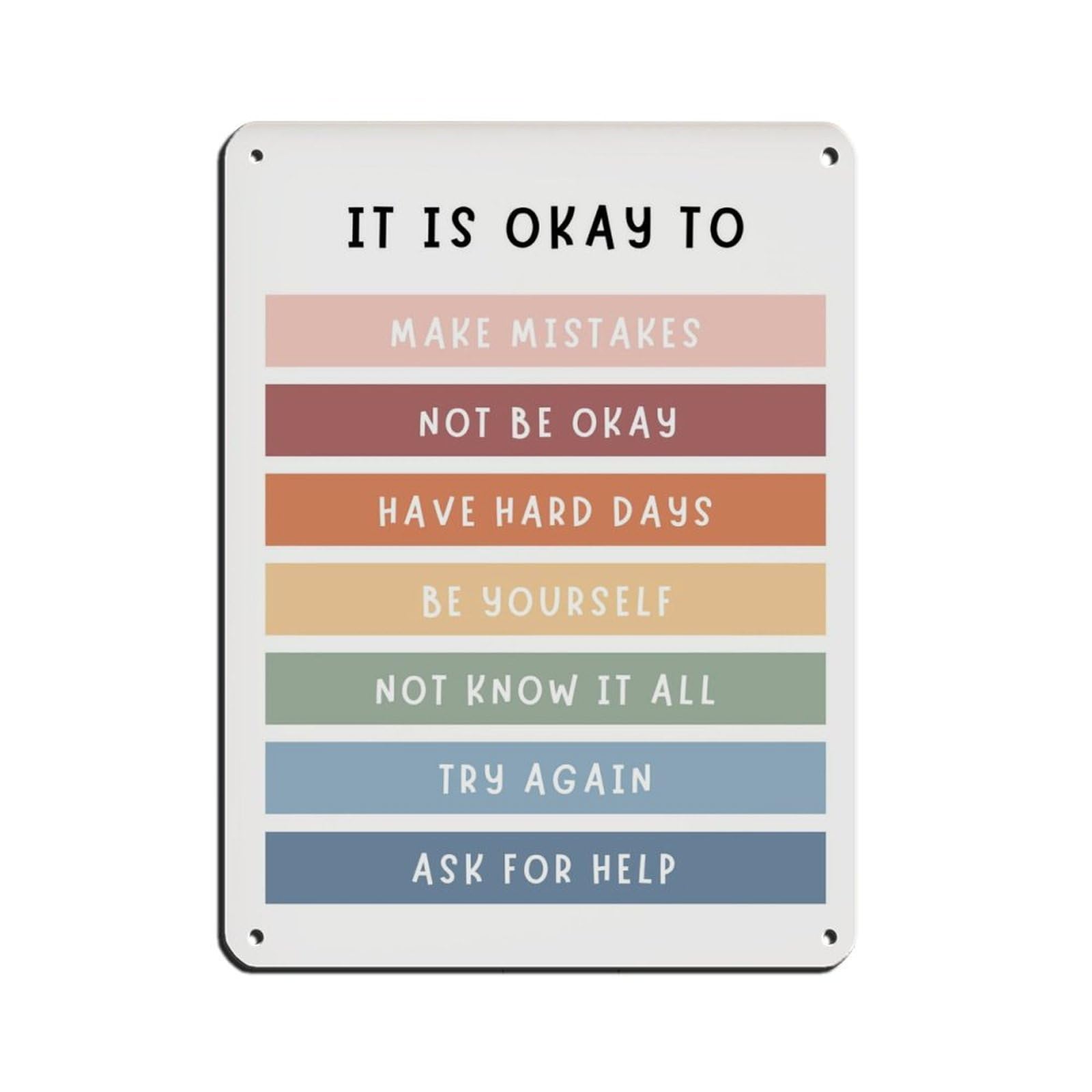 Lxwnze 30L X 40W Cm It's Okay To Not Be Okay Poster Tin Sign Vintage Metal Pub Club Cafe Bar Home Wall Art Decoration Poster Retro 12X16inch(30X40cm)