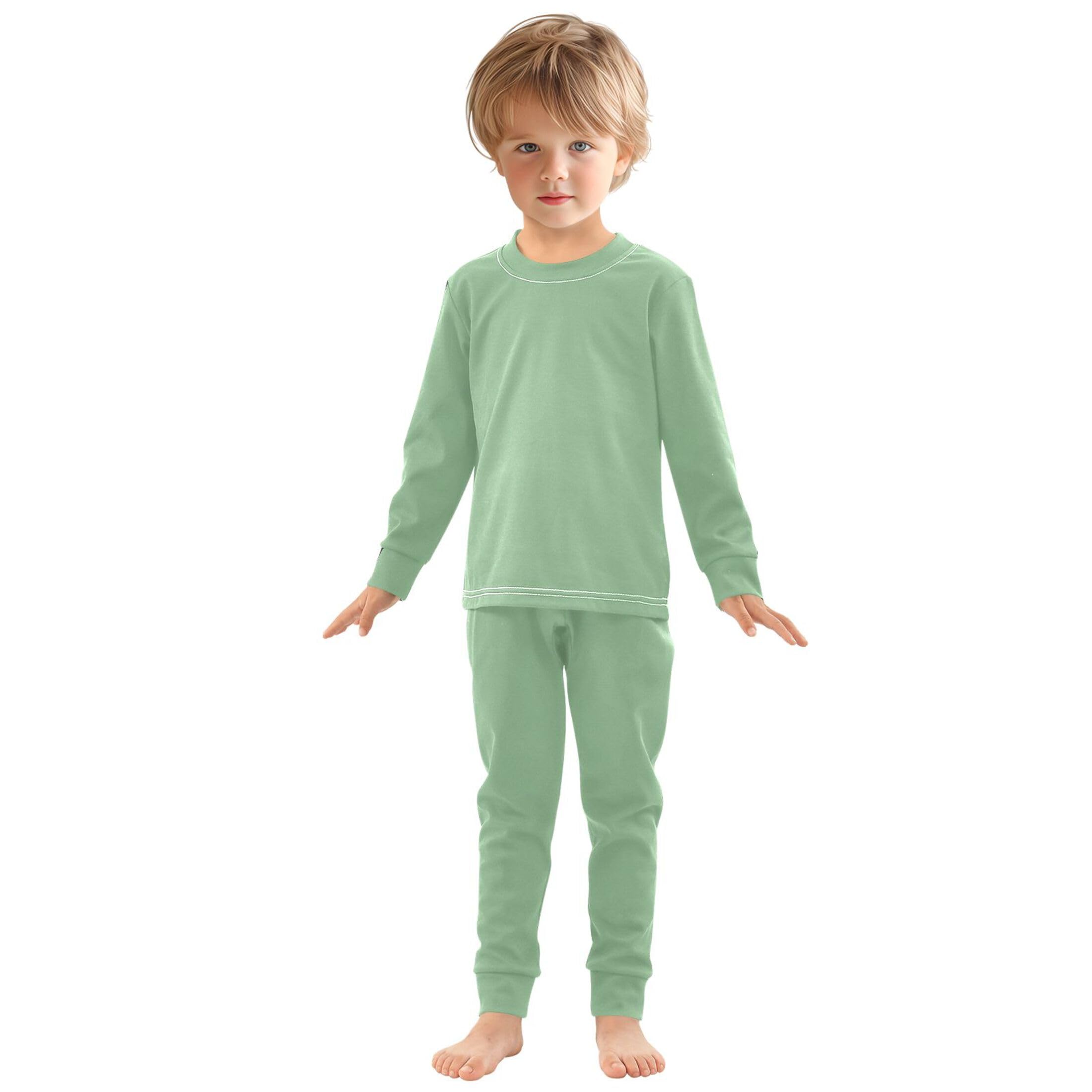 Dark Sea Green Long Sleeve Pajamas Set Sleepwear Jammies 2pcs Set Pjs Dark Sea Green