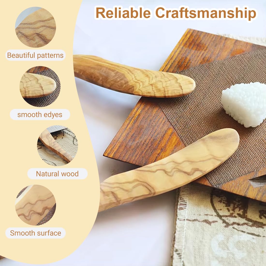 GXGM 2 Pcs Cortador de Mantequilla de Madera,Cuchillos de Madera para Untar Queso,Multifunción,Cuchillos de Mesa de Madera,Queso Untar,Adecuado para Untar Mantequilla,Mantequilla de Cacahuete