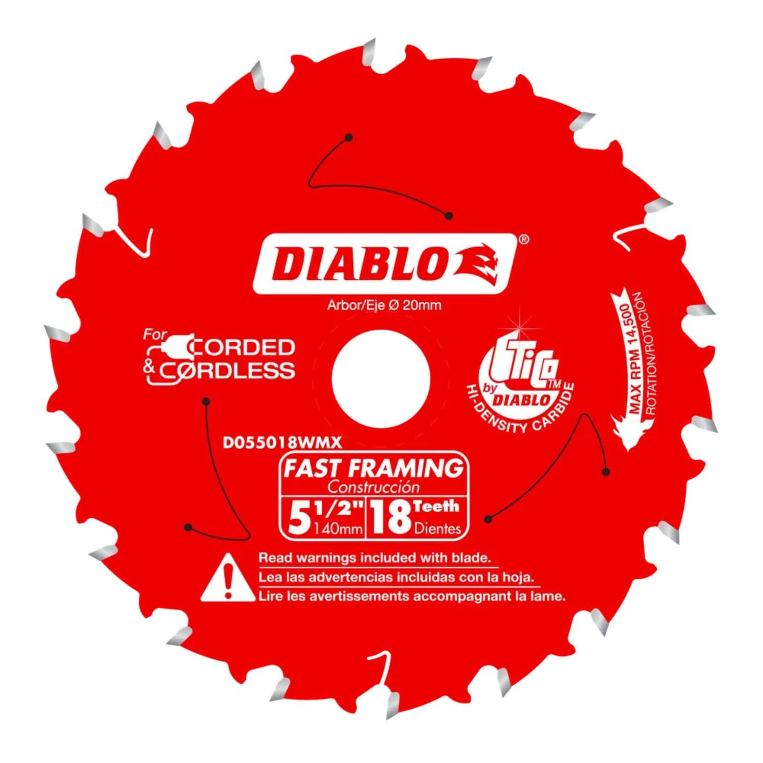 Diablo Fast Framing Saw Blade for Wood - Hi-Density Carbide 