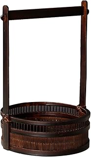 zlw-shop Szklany wazon na kwiaty 1 opakowanie bambusowy pleciony koszyk na kwiaty, retro plecione kosze naturalny bambusowy kosz na rośliny do domu ogrodu dekoracja wazon na kwiaty