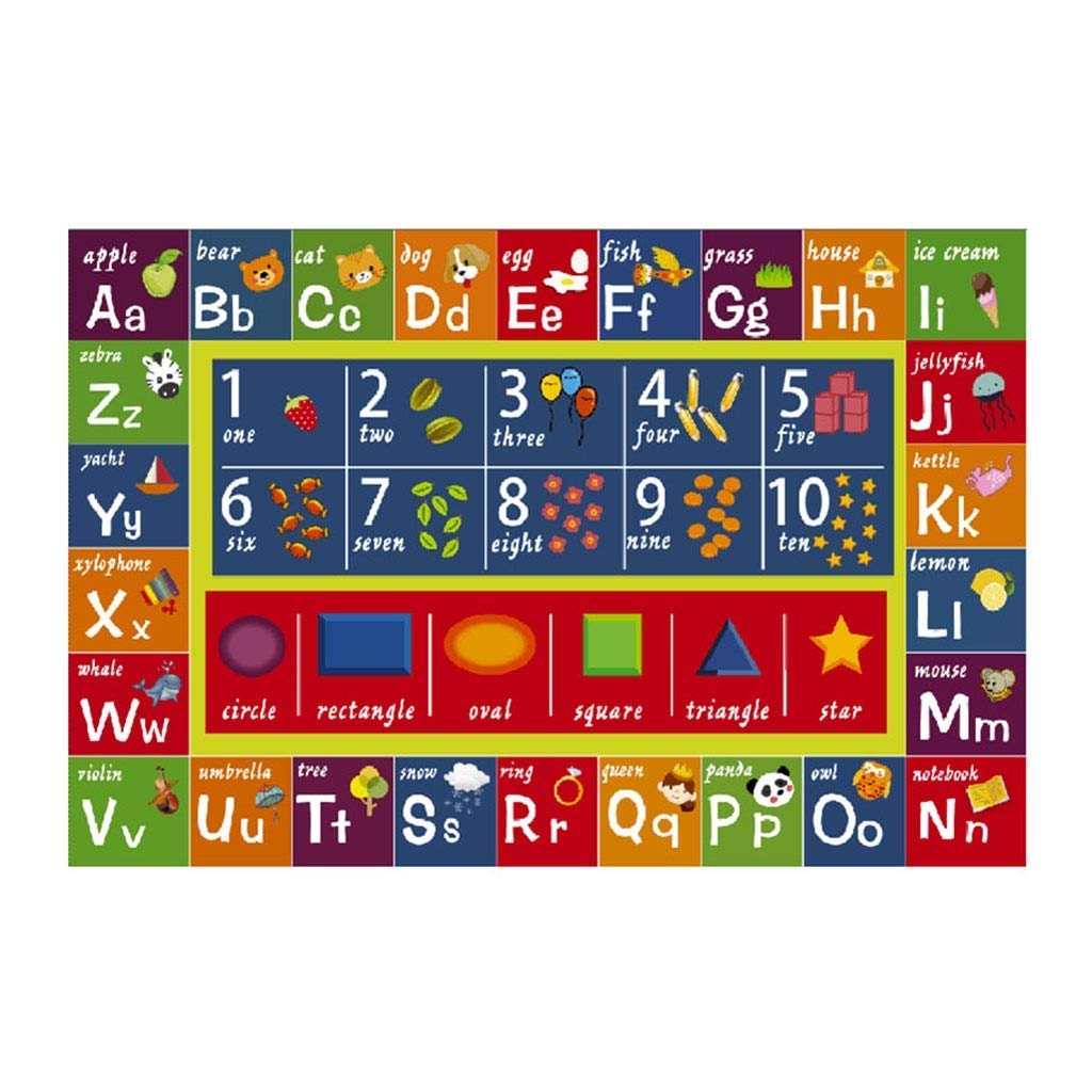 Tappeto Per Aula Scolastica Con Alfabeto 180x200 Cm - Verde E Matite Colorate, Antiscivolo E Sicuro Per Bambini, Ideale Per Lettura E Gioco - 4