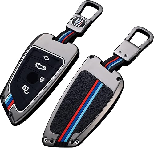 Bradegeve Funda para llavero llavero y carcasa de metal compatible con BMW 2 5 6 7 X1 X2 X3 X5 X6 Series Gunmetal