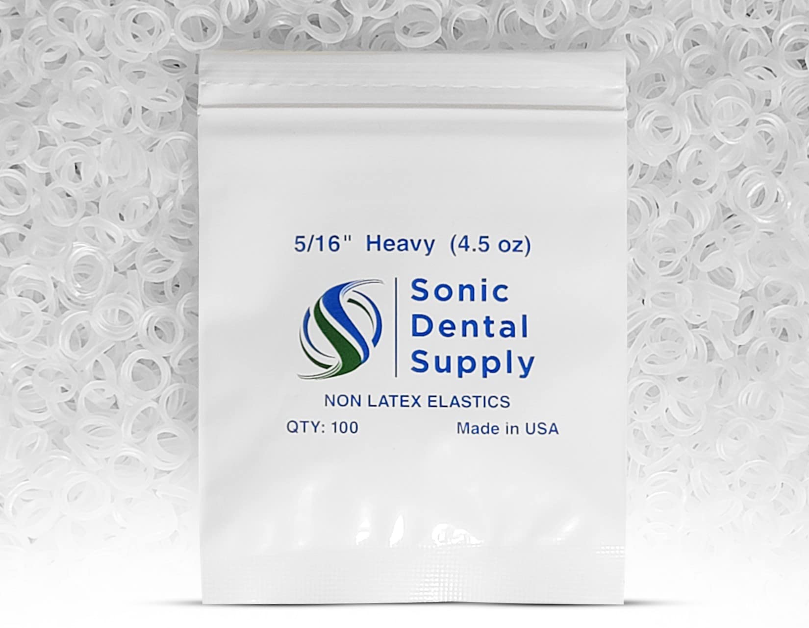 Sonic Dental Clear Non Latex 5/16" Heavy 4.5 oz Orthodontic Elastic