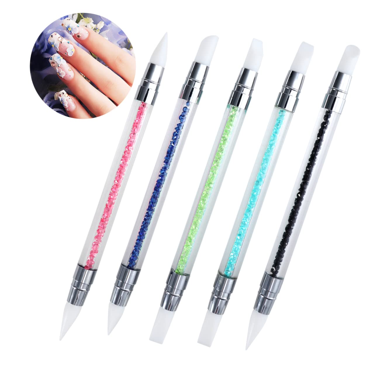 Healeved 15 Pezzi Strumenti Per Nail Art Penna Gel Con Manico in Strass Acrilico Non-design Per Smalto Per Unghie