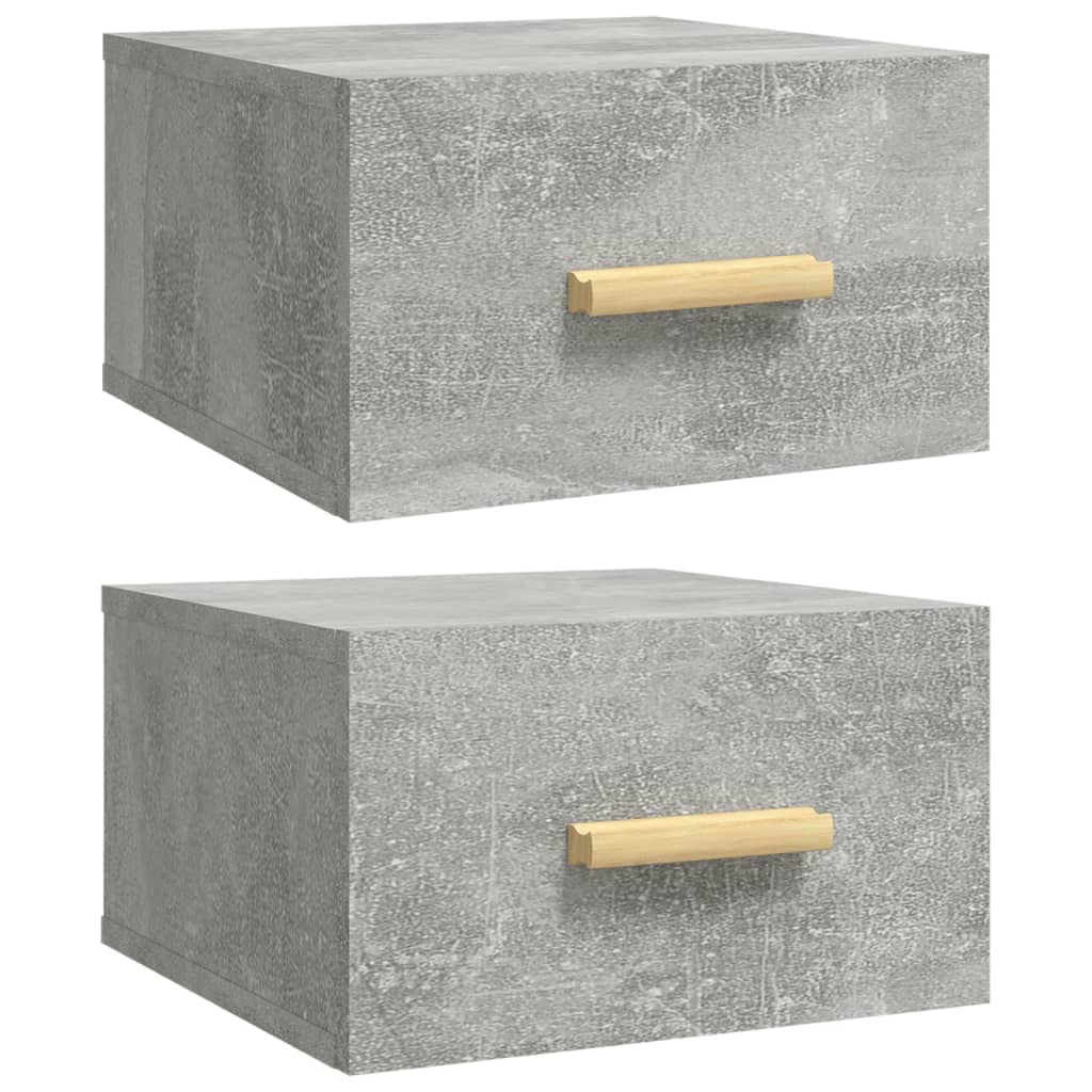 Mesitas de noche de pared, 2 unidades, color gris hormigón, 35 x 35 x 20 cm de dormitorio, mesitas de noche flotantes para montaje en pared con espacio de almacenamiento