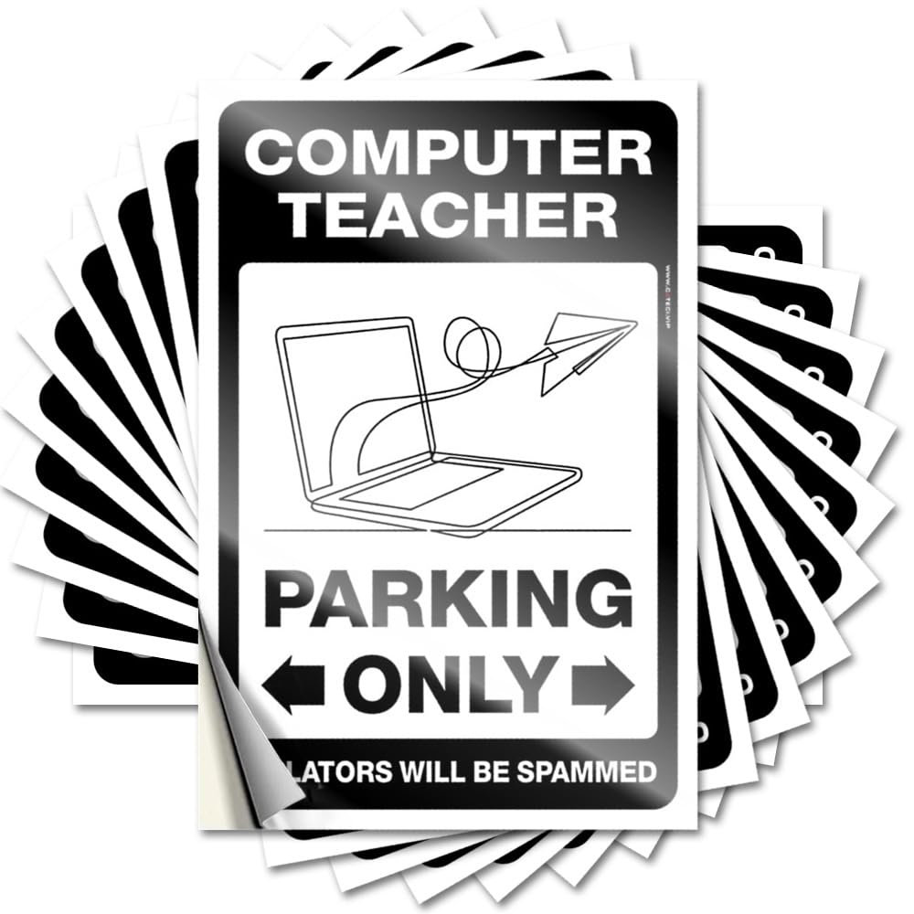 Funny Sticker Bottle New Computer Teacher Parking Only for Interior - Backyard Accessories Easy Peel Removable(12X18CM)