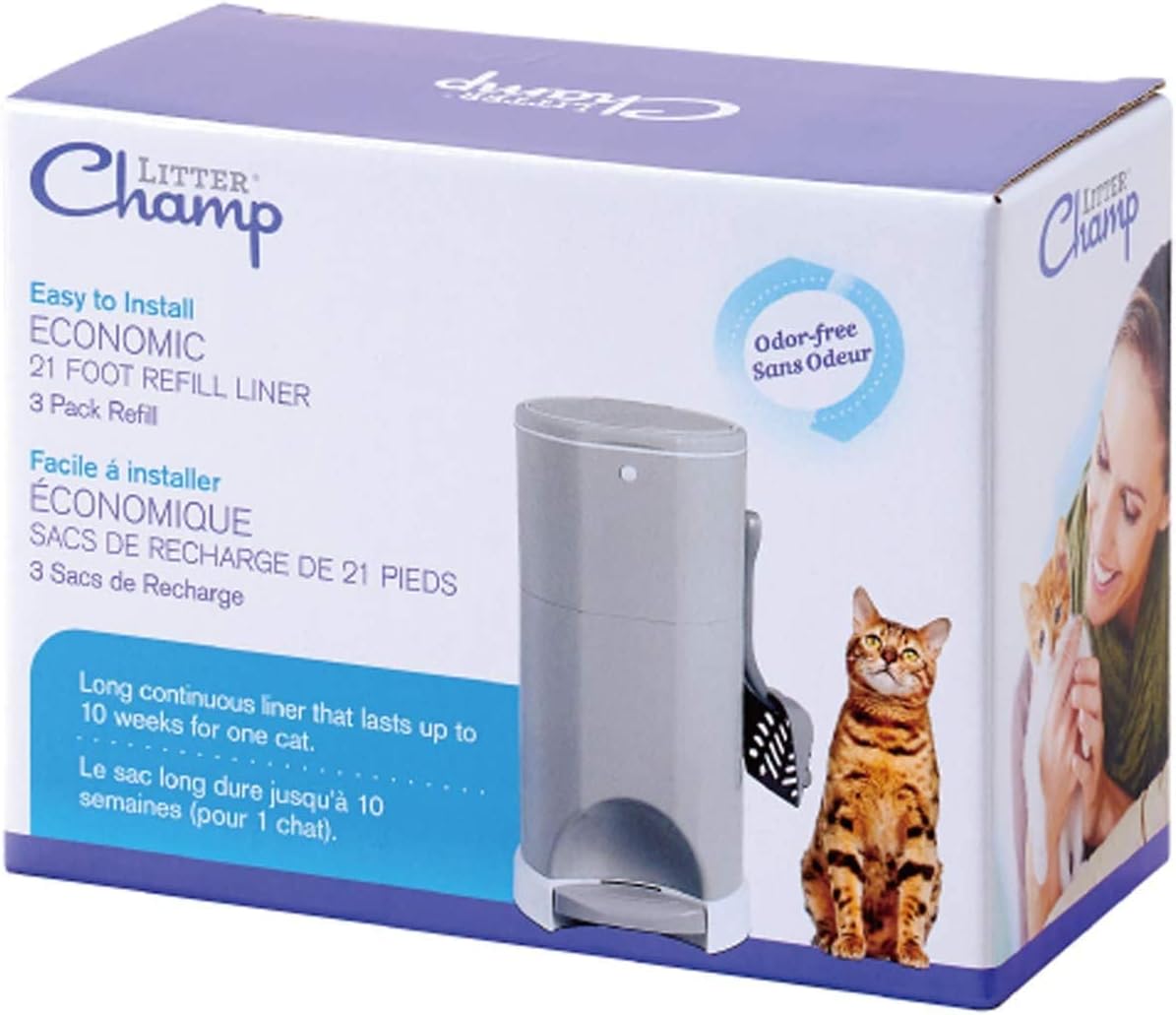 OFT Kitty Pail Cartridge Replacement Rolls (Pack of 3), 3 Rolls, 19.4 ft (6.4 m) x 3, Dogs, Cats, Toilet, Trash Can, Storage, Deodorizing, Lid Included, Cat Litter, Pet Sheets, Toilet Pot, Toilet Supplies, Odor Resistant, Paper Diapers, Diapers, Pail 2.1 ft (6.4 m) x 3