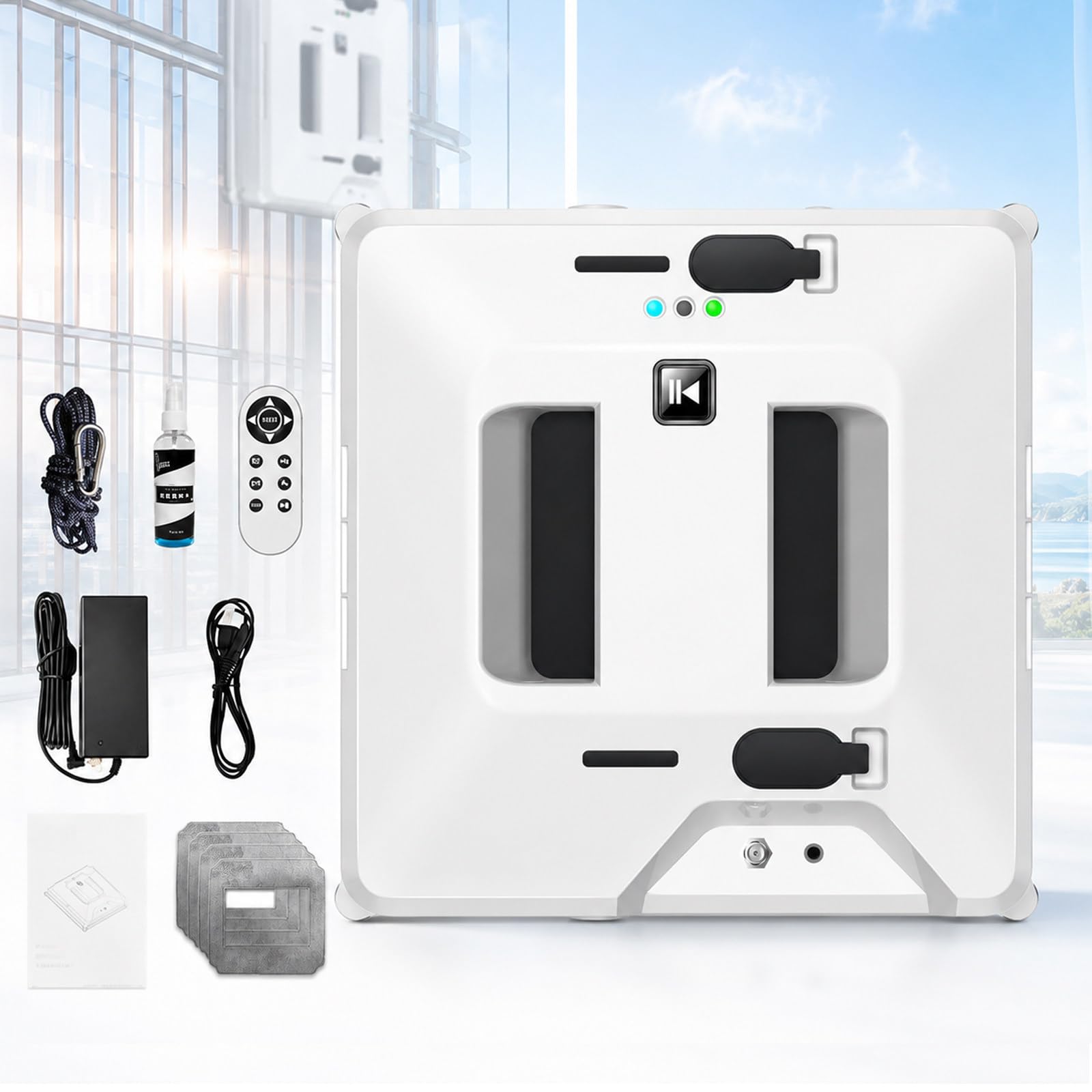 MIAOXIAOLONG Mini Window Cleaning Robot, 2-Way Ultrasonic Spray, 3000Pa Suction, Ultra-Slim 2.56 in, Edge-Cleaning Route, Smart Path Planning, Multi-Stage Safety, Anti-Falling