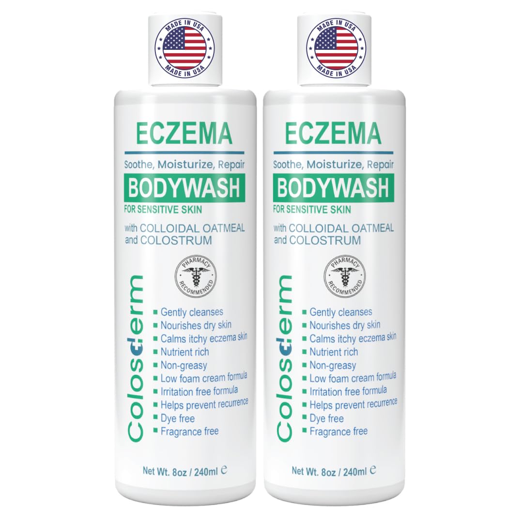 Eczema Cream Body Wash Sensitive Skin for Women & Men - Moisturising Bodywash with Colostrum & Colloidal Oatmeal bath - Gentle Cleanser for Dry Skin,