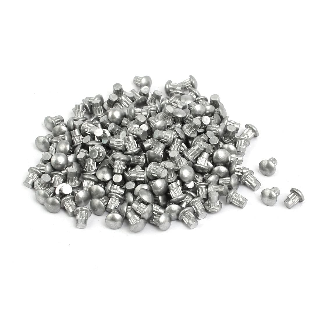 ZHuidjo 200pcs M3 x 4mm Knurled Shank Round Head Aluminum Solid Rivet Silver Tone (SN: e7e 53f 633 f90 ecf)