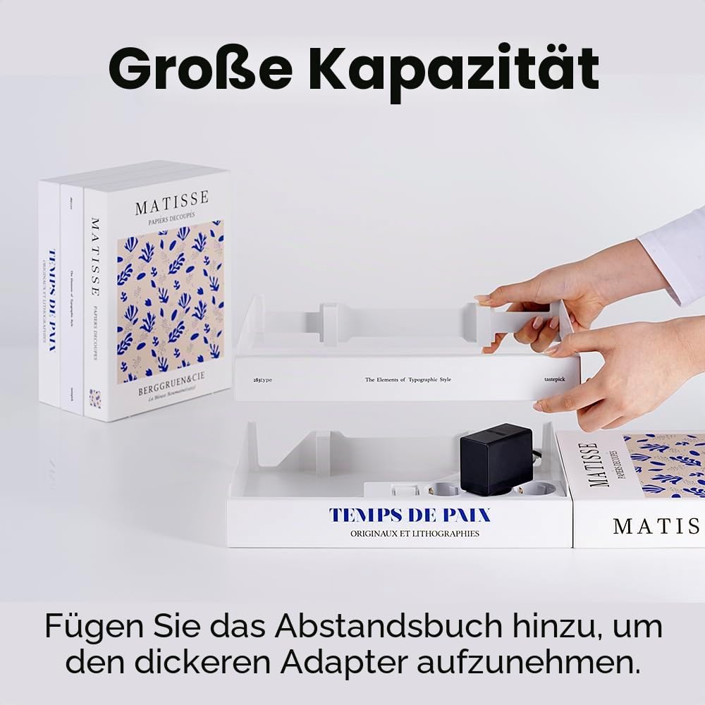 Dekorative Kabelmanagementbox in Buchform, erweiterbare Kabel-Organizer-Box mit Magnetverschluss für Zuhause und Büro (Blaue Koralle, groß)
