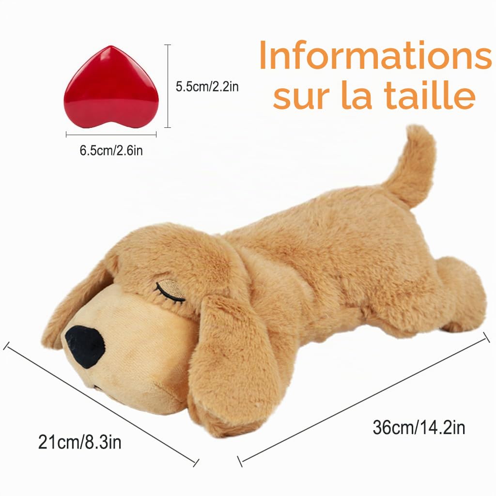 Vocheer Jouet en Peluche pour Chiot - Soulage l'Anxiété, Aide au Rythme Cardiaque et au Sommeil - Dressage Comportemental