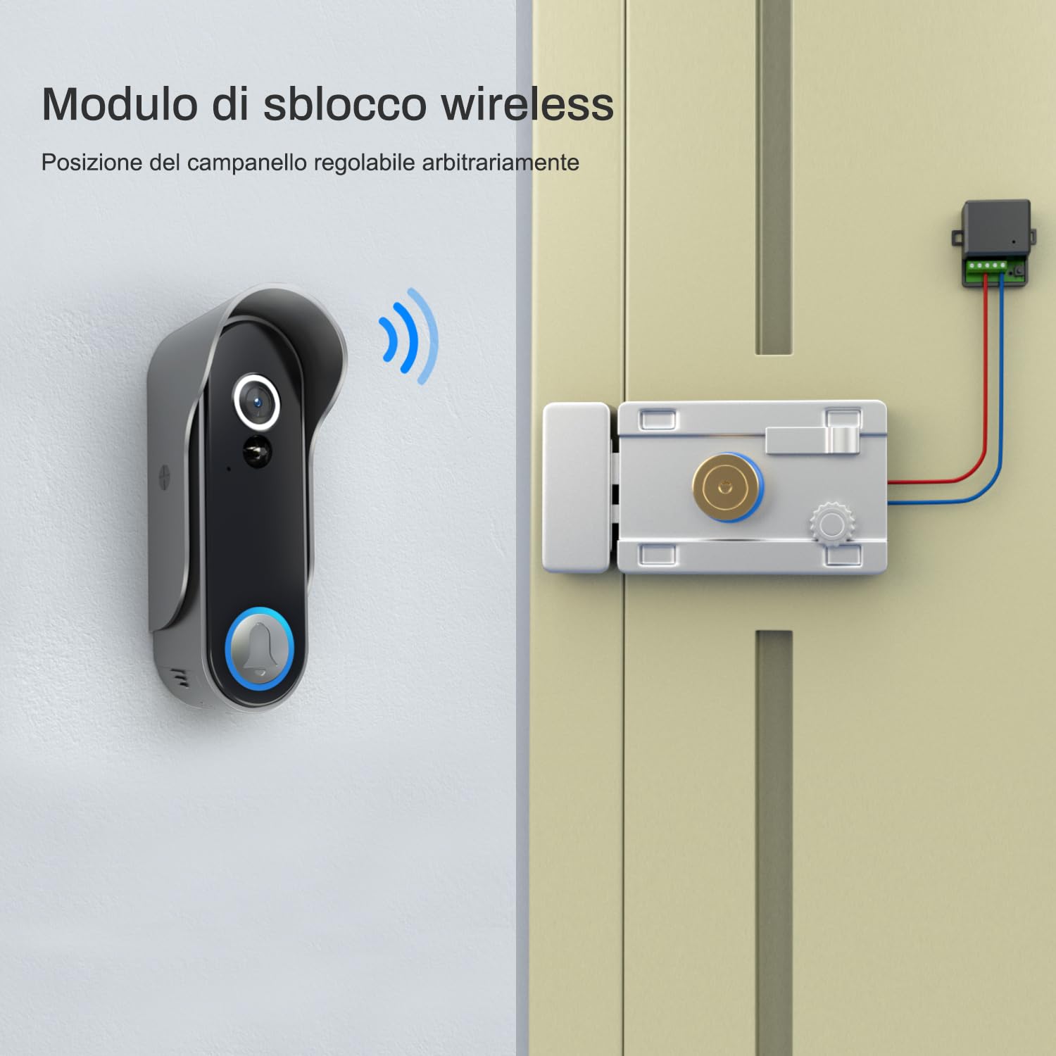 Wifi Videocitofono Senza Fili 1080p HD Ultrasottile da 8 Pollici,Supporto APP TUYA, Telecamera a 160 Gradi,Visione Notturna,Rilevamento del Movimento PIR,Archiviazione Video Gratuit,IP65