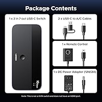 Vista 9 de UGREEN Interruptor USB 3.2 de 2 entradas y 7 salidas, interruptor de 10 Gbps para computadoras A o C compartiendo todos los dispositivos (4 A+3 C)