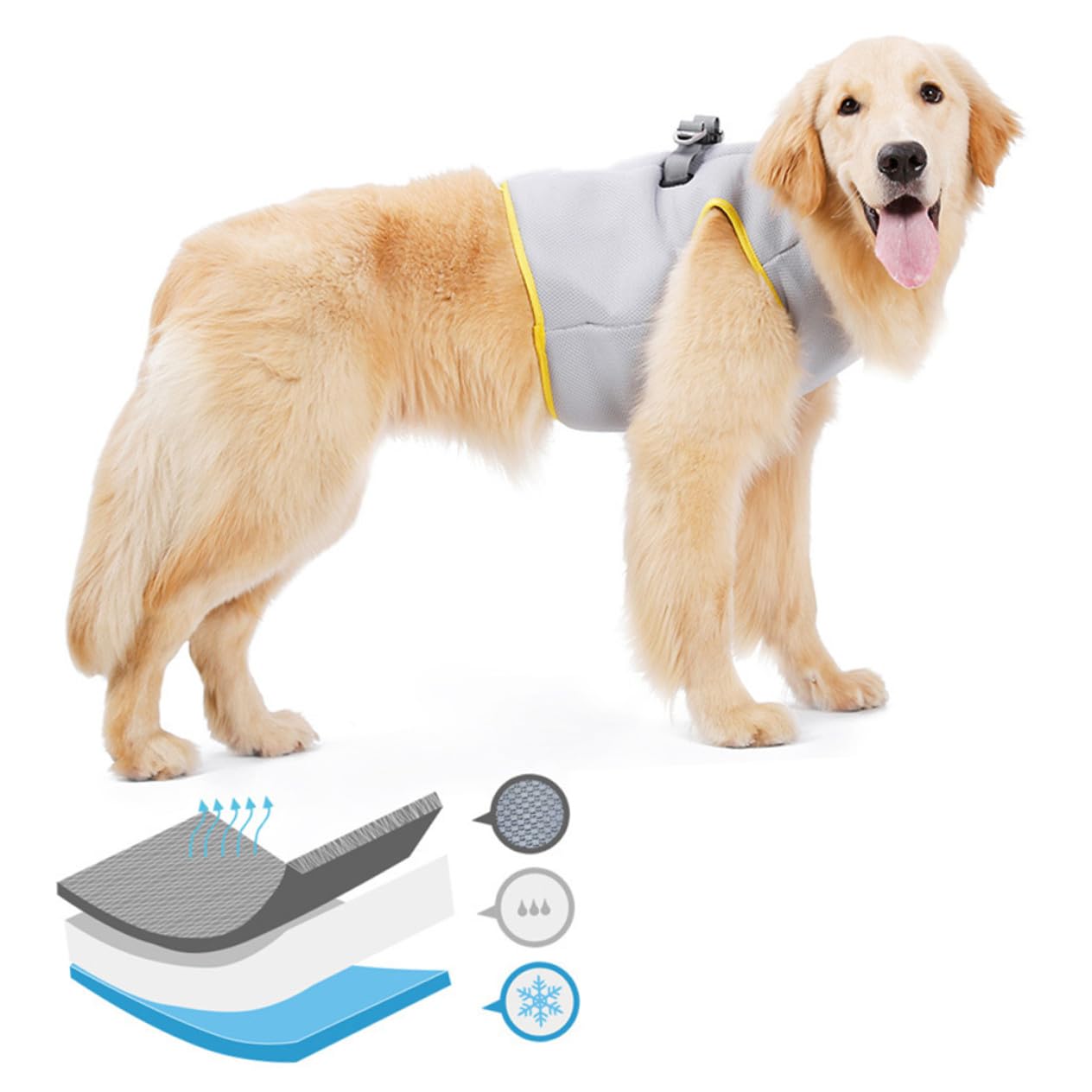 Kisangel Kühlweste Für Hunde Aus Atmungsaktivem Material Wärme Und Schweißabsorbierend Mit Verstecktem Schnellverschluss Und Zugseil Für Outdoor-aktivitäten